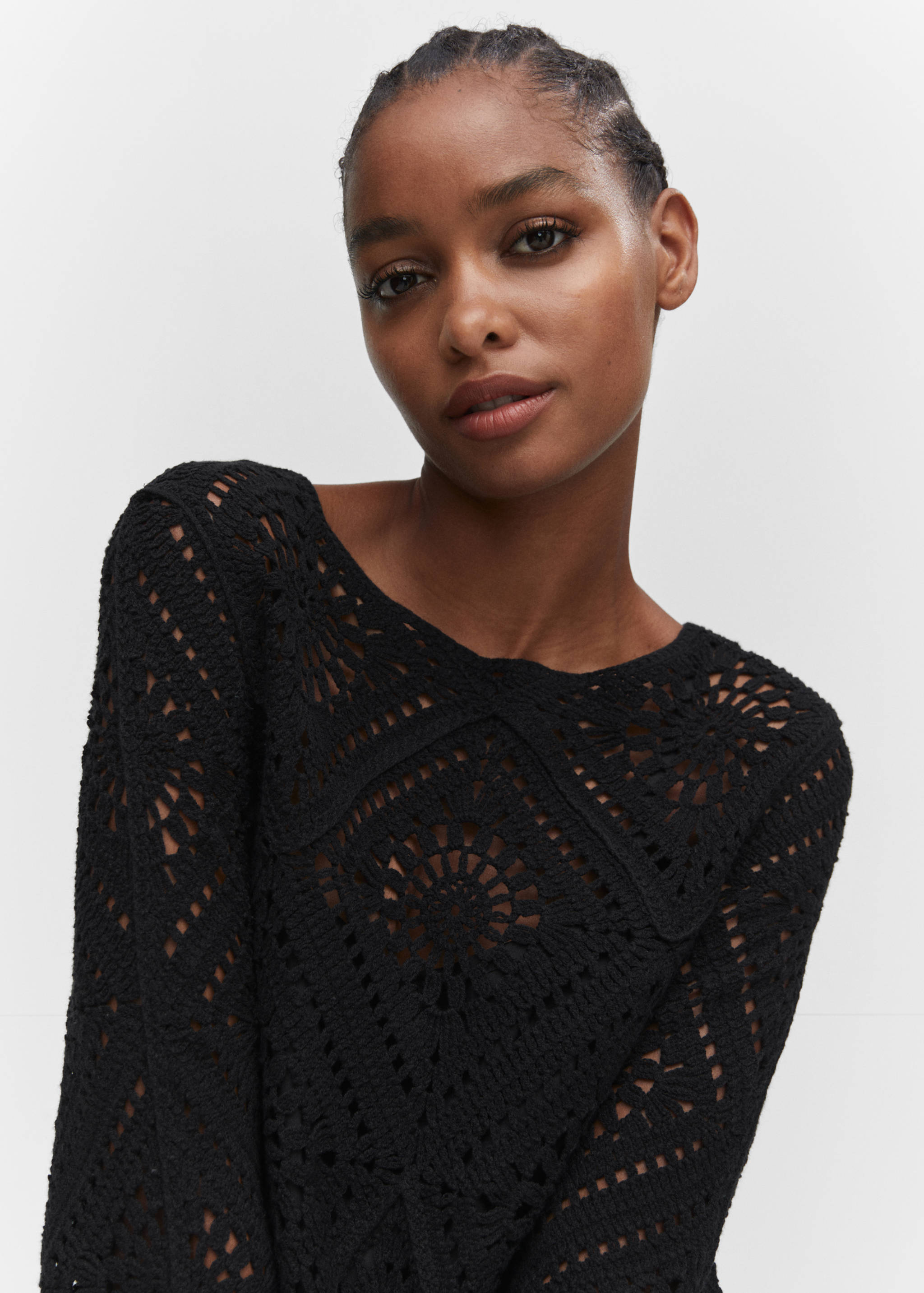 Flared-sleeve crochet dress - Details of the article 1