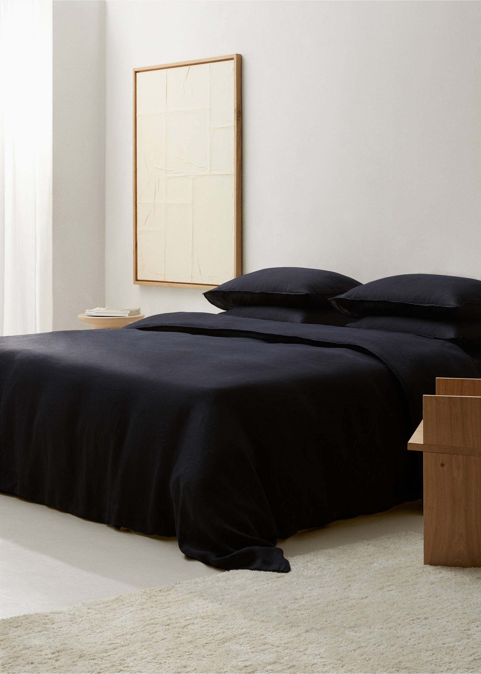100% linen duvet cover Single bed - General plane, Dark Navy. Ref: 57036317-00.