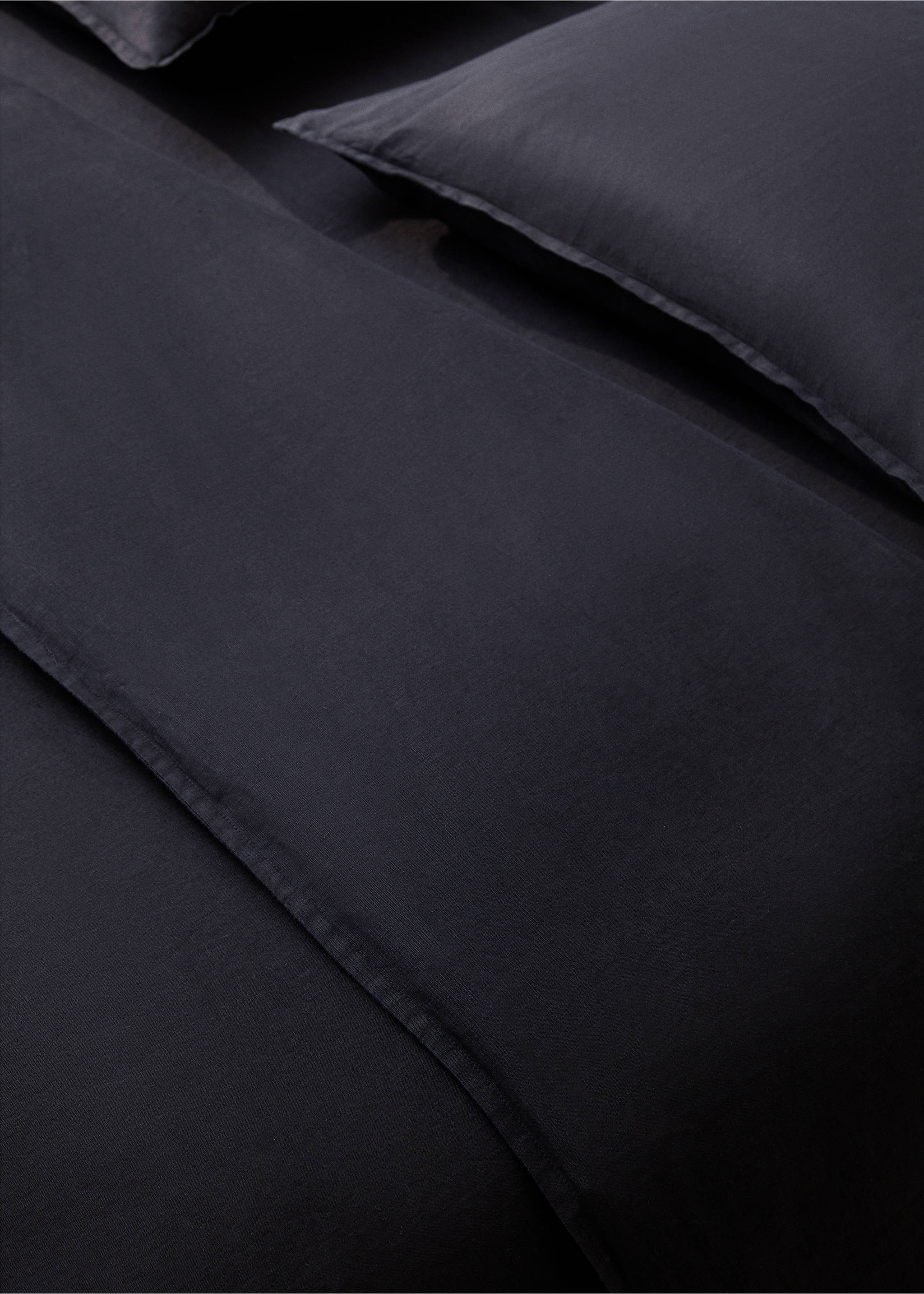 100% linen duvet cover Single bed - Details of the article 7, Dark Navy. Ref: 57036317-00.