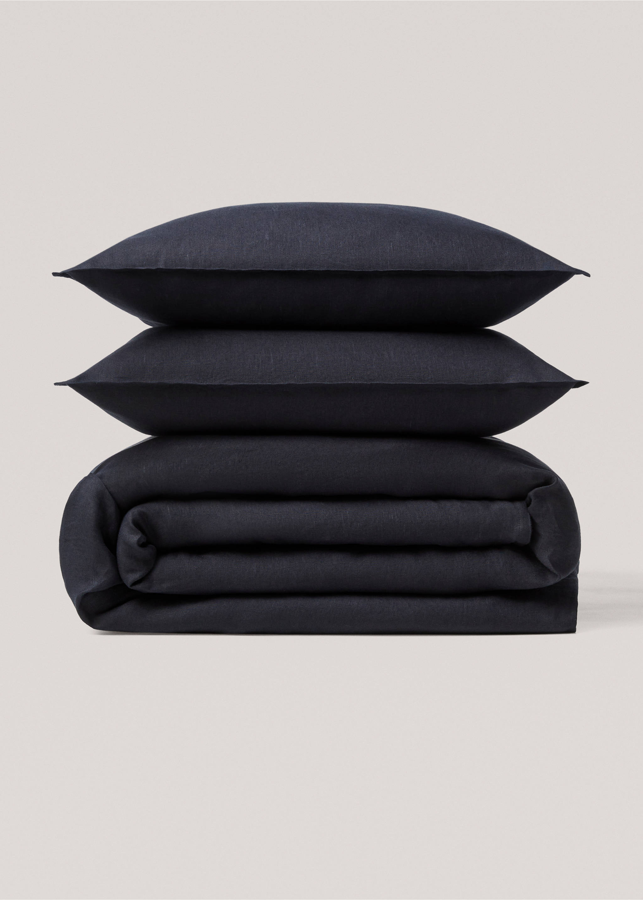 100% linen duvet cover Single bed - Article without model, Dark Navy. Ref: 57036317-00.