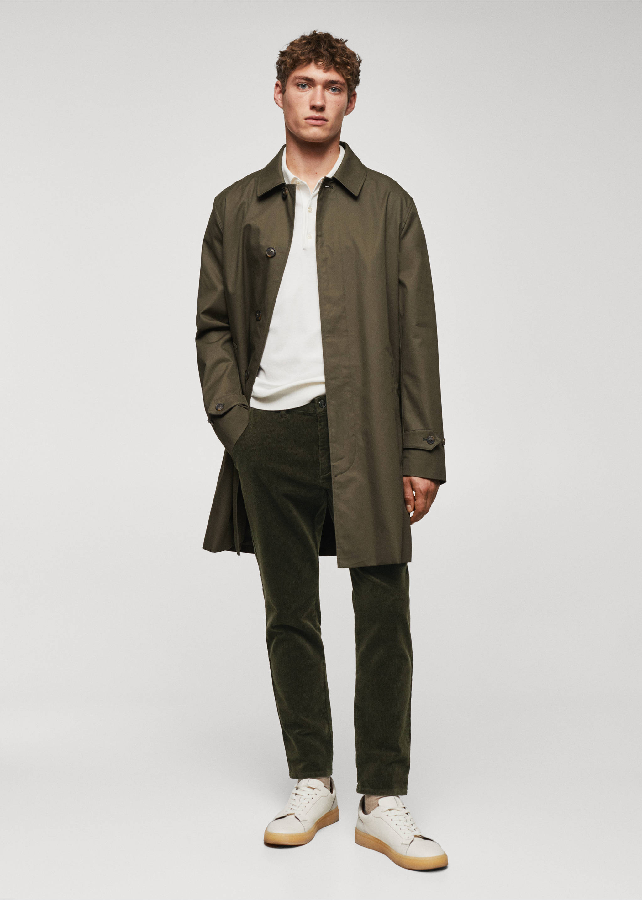 Corduroy slim-fit cropped trousers - General plane, Khaki. Ref: 57036712-00.