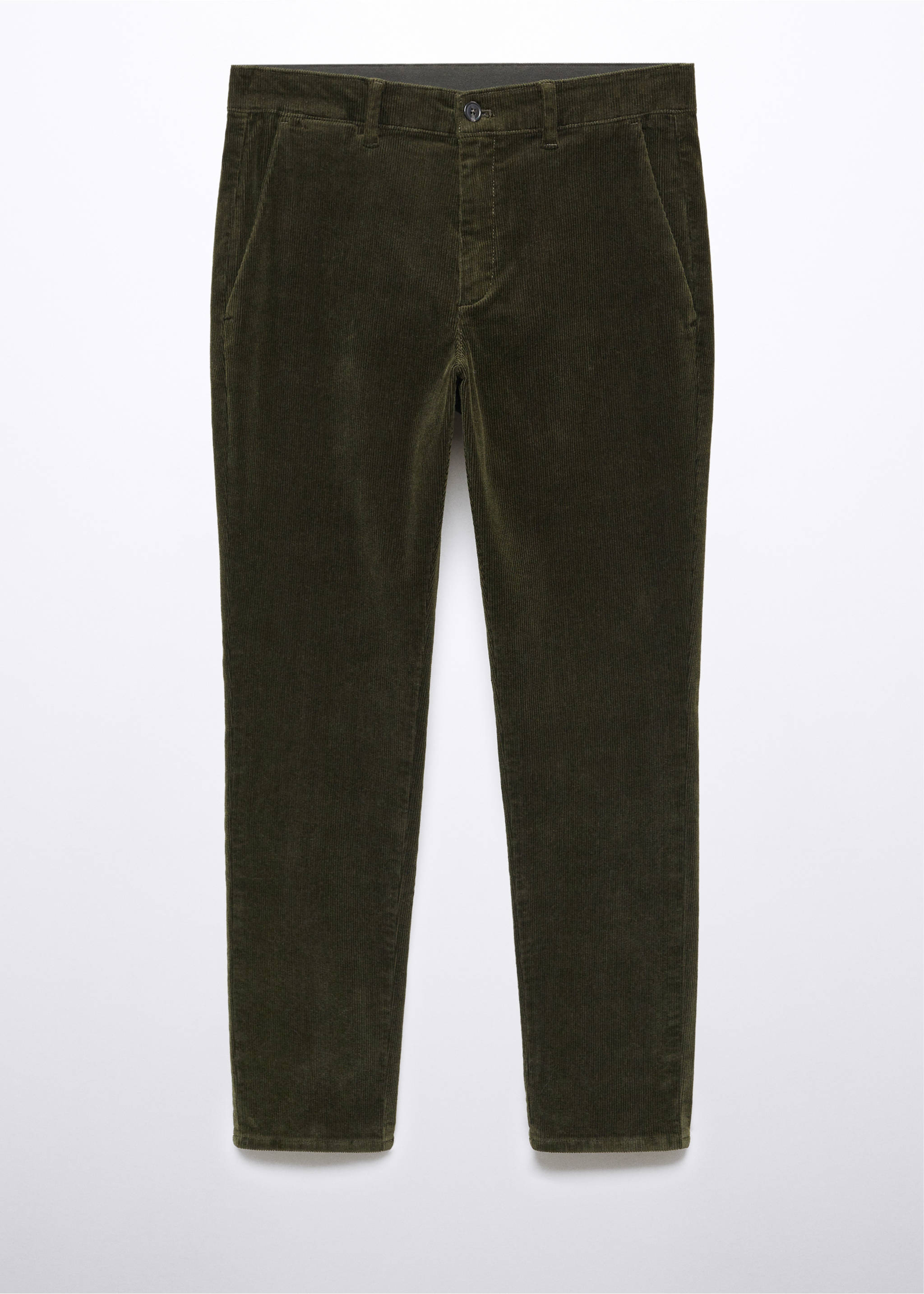 Corduroy slim-fit cropped trousers - Article without model, Khaki. Ref: 57036712-00.