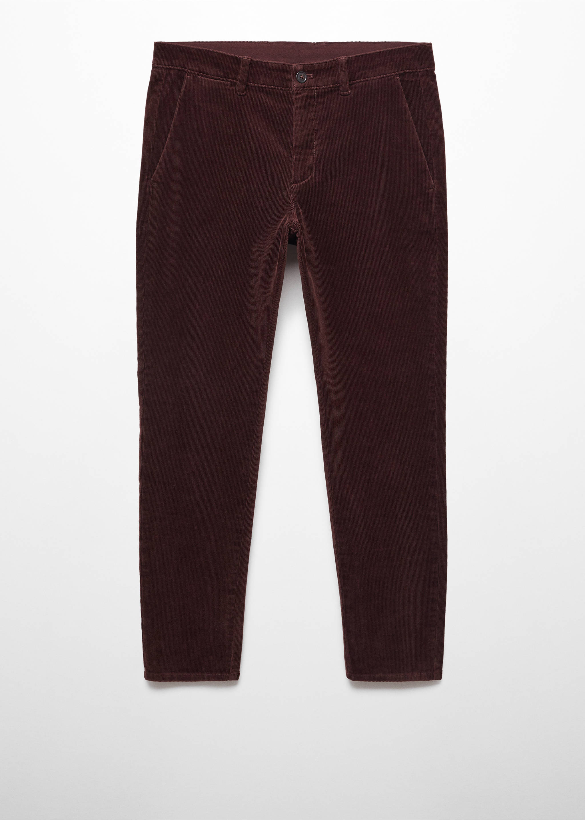 Corduroy slim-fit cropped trousers - Article without model, Wine. Ref: 57036712-00.