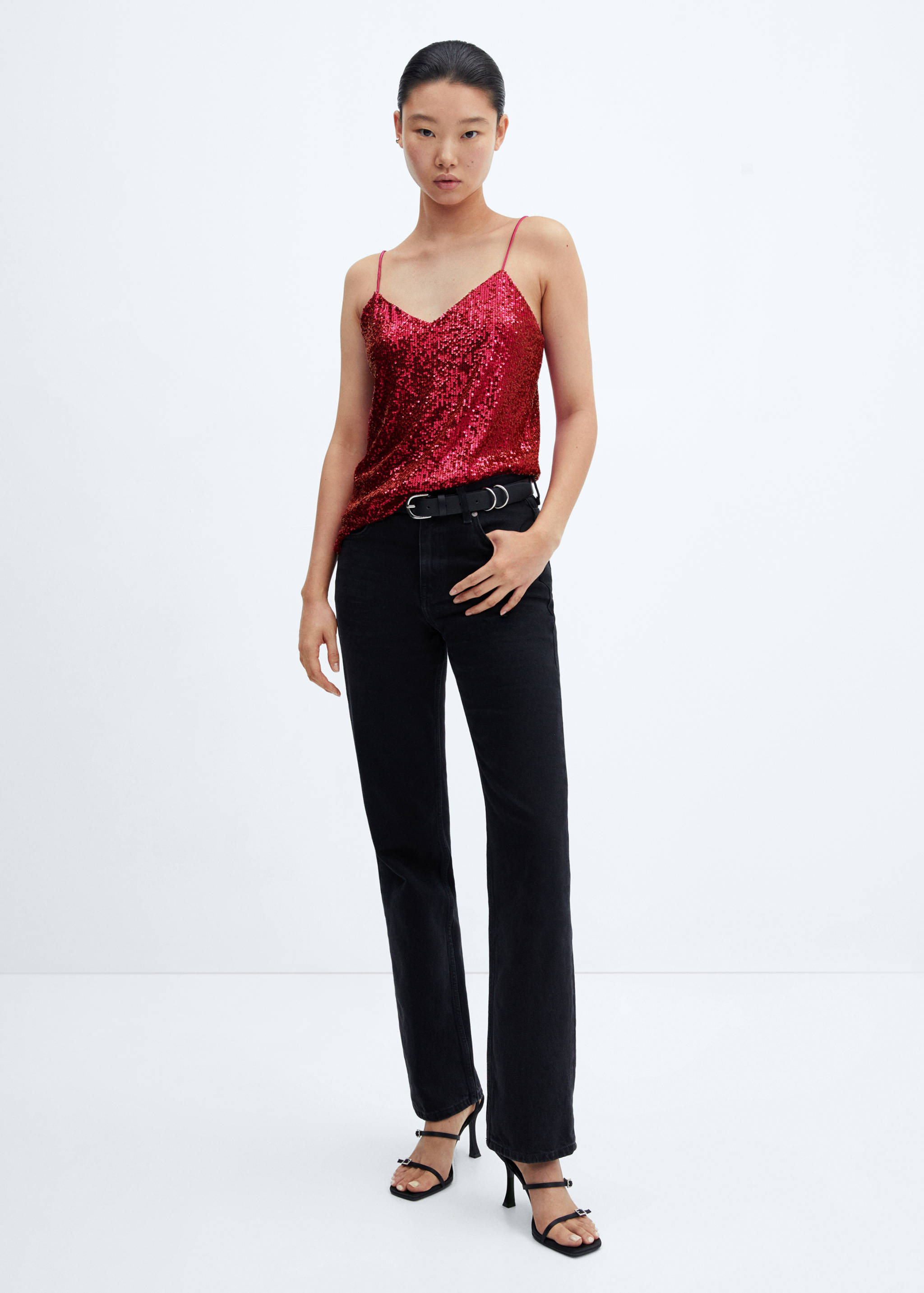 Sequin top with spaghetti strap - General plane
