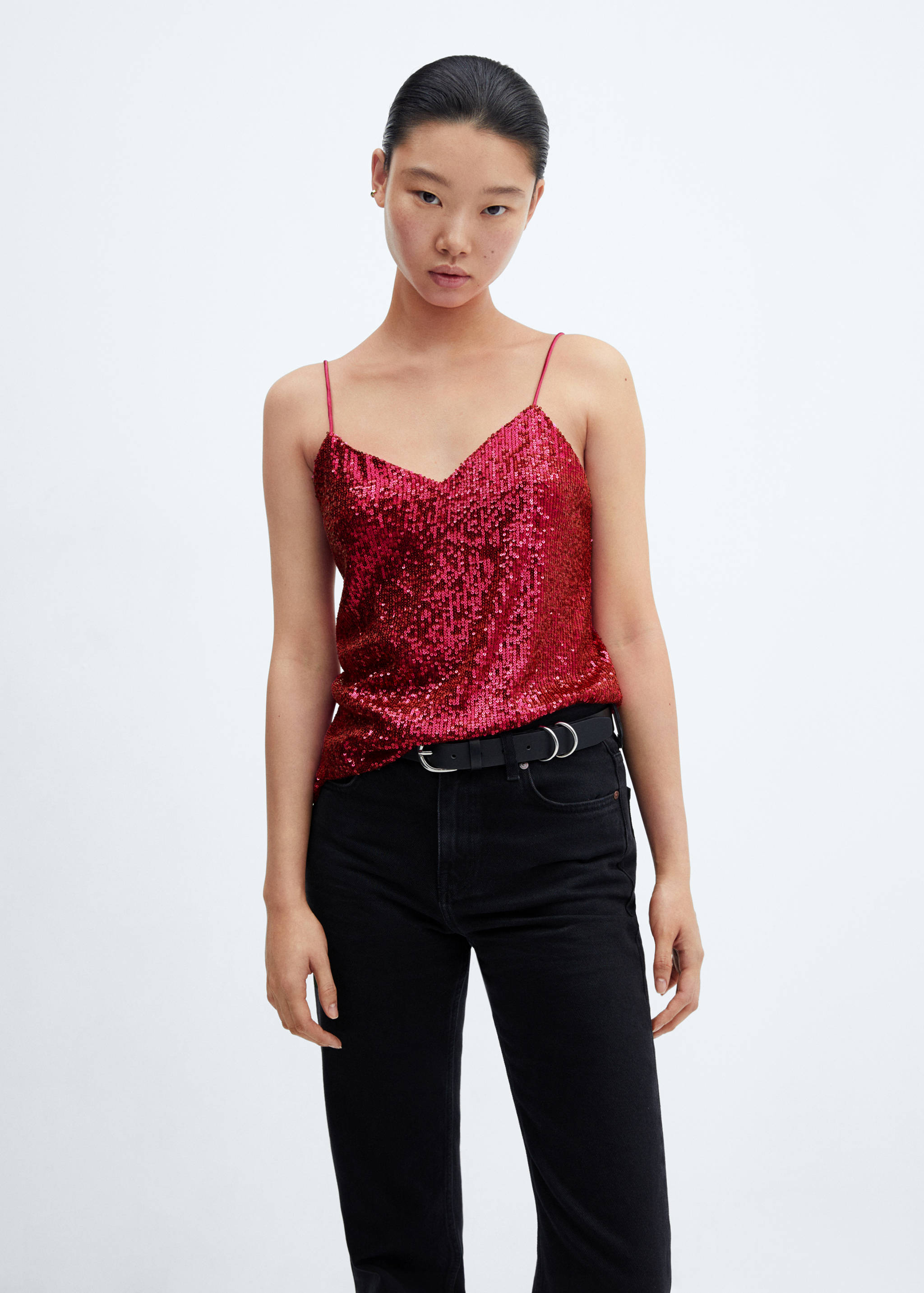 Sequin top with spaghetti strap - Medium plane