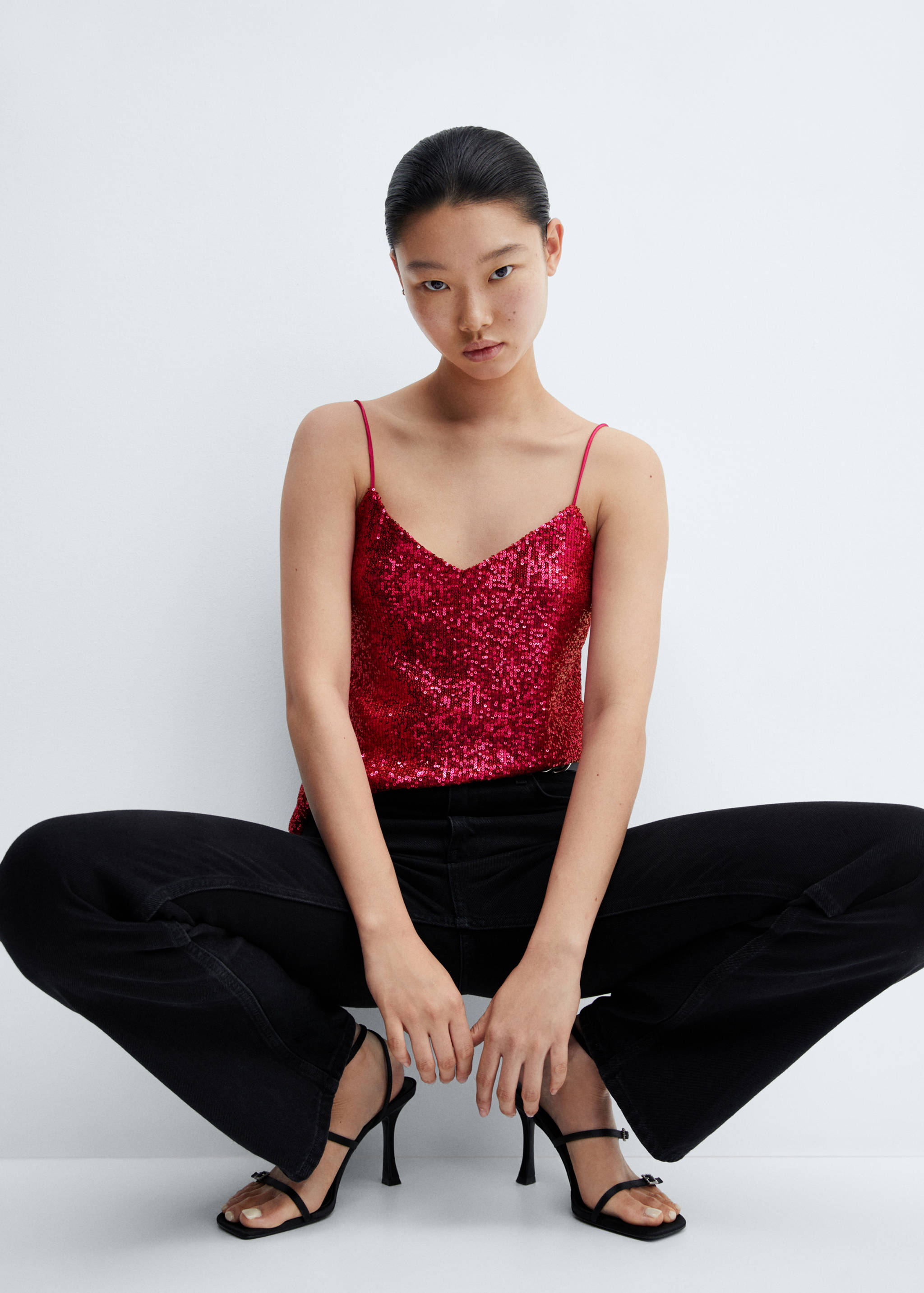 Sequin top with spaghetti strap - Details of the article 2