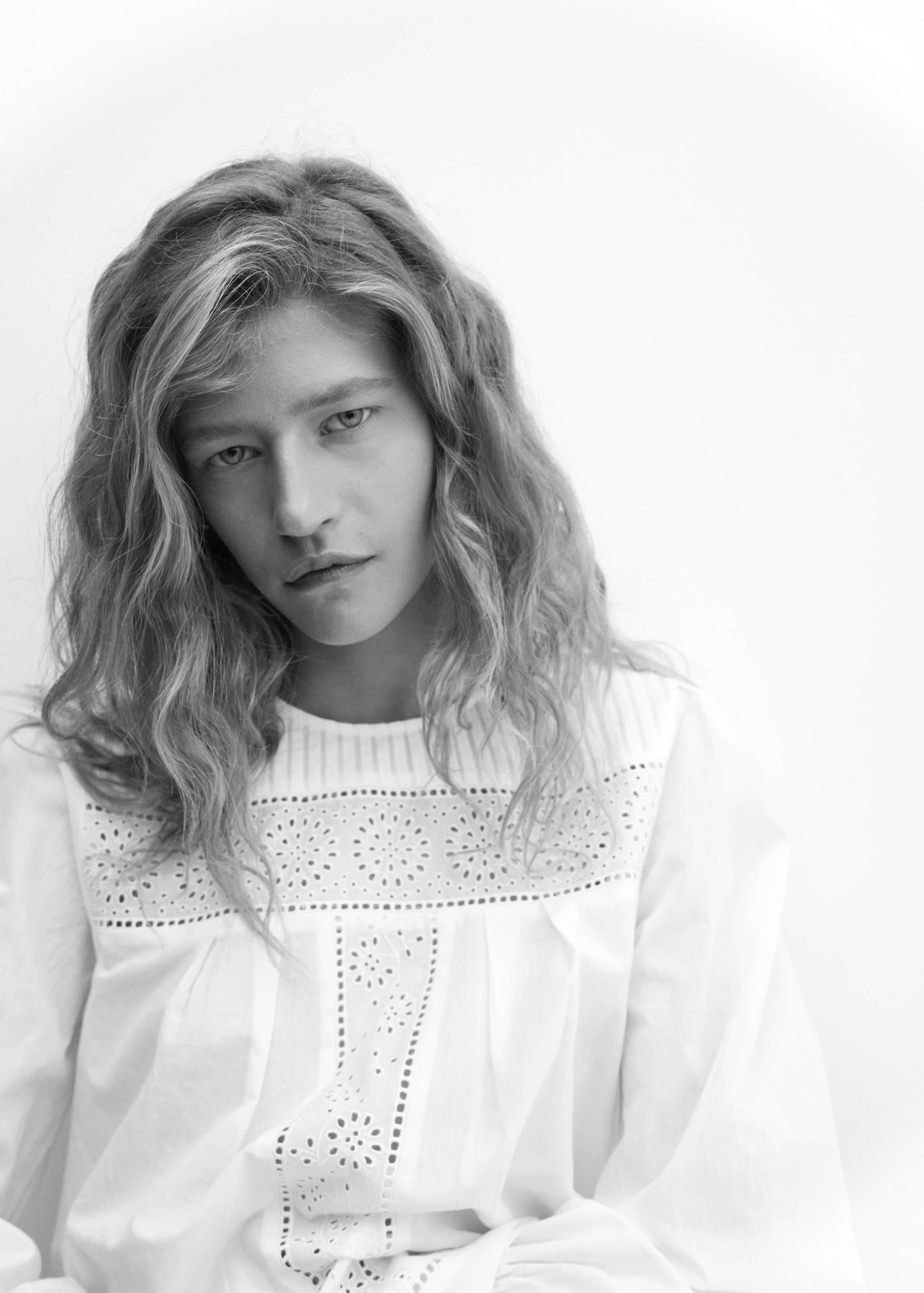 Cotton blouse with openwork details - Details of the article 1