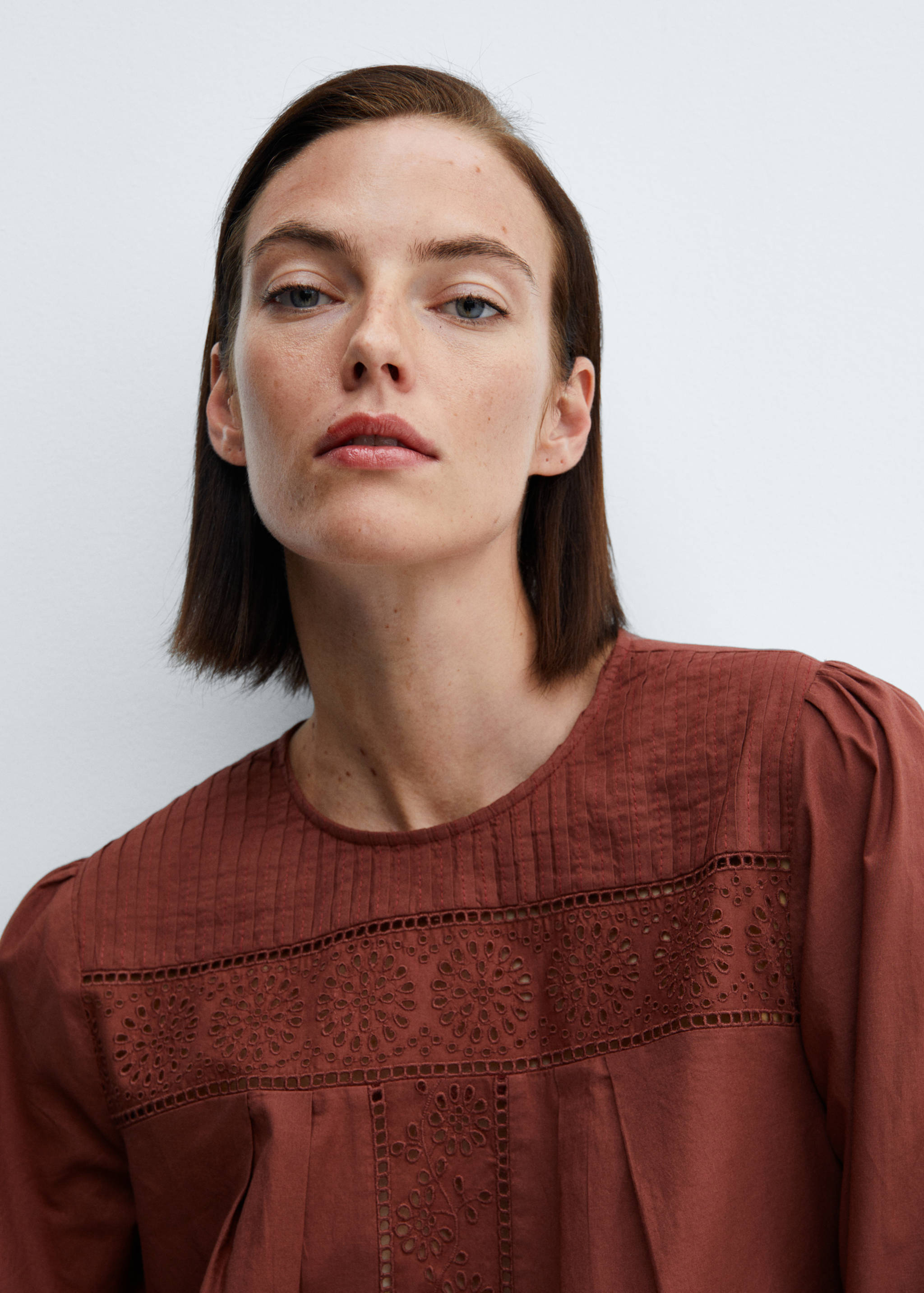 Cotton blouse with openwork details - Details of the article 1