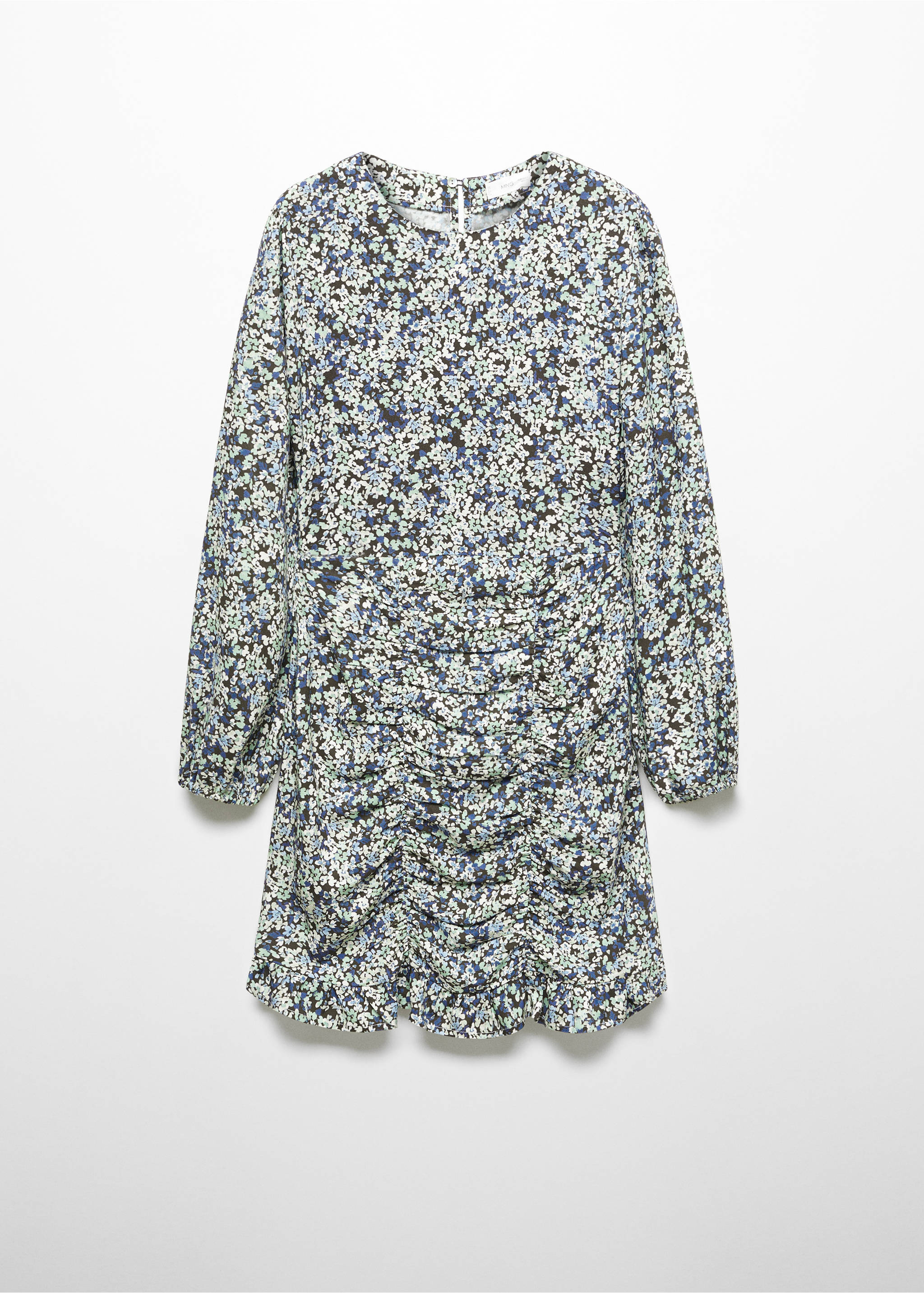 Ruffled printed dress - Article without model, Blue. Ref: 57037120-00.