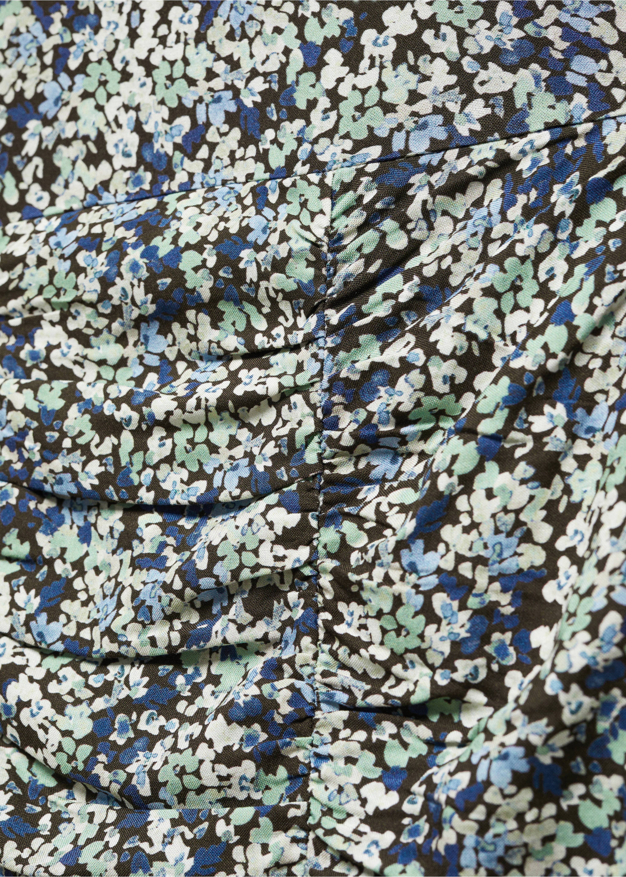 Ruffled printed dress - Details of the article 8, Blue. Ref: 57037120-00.