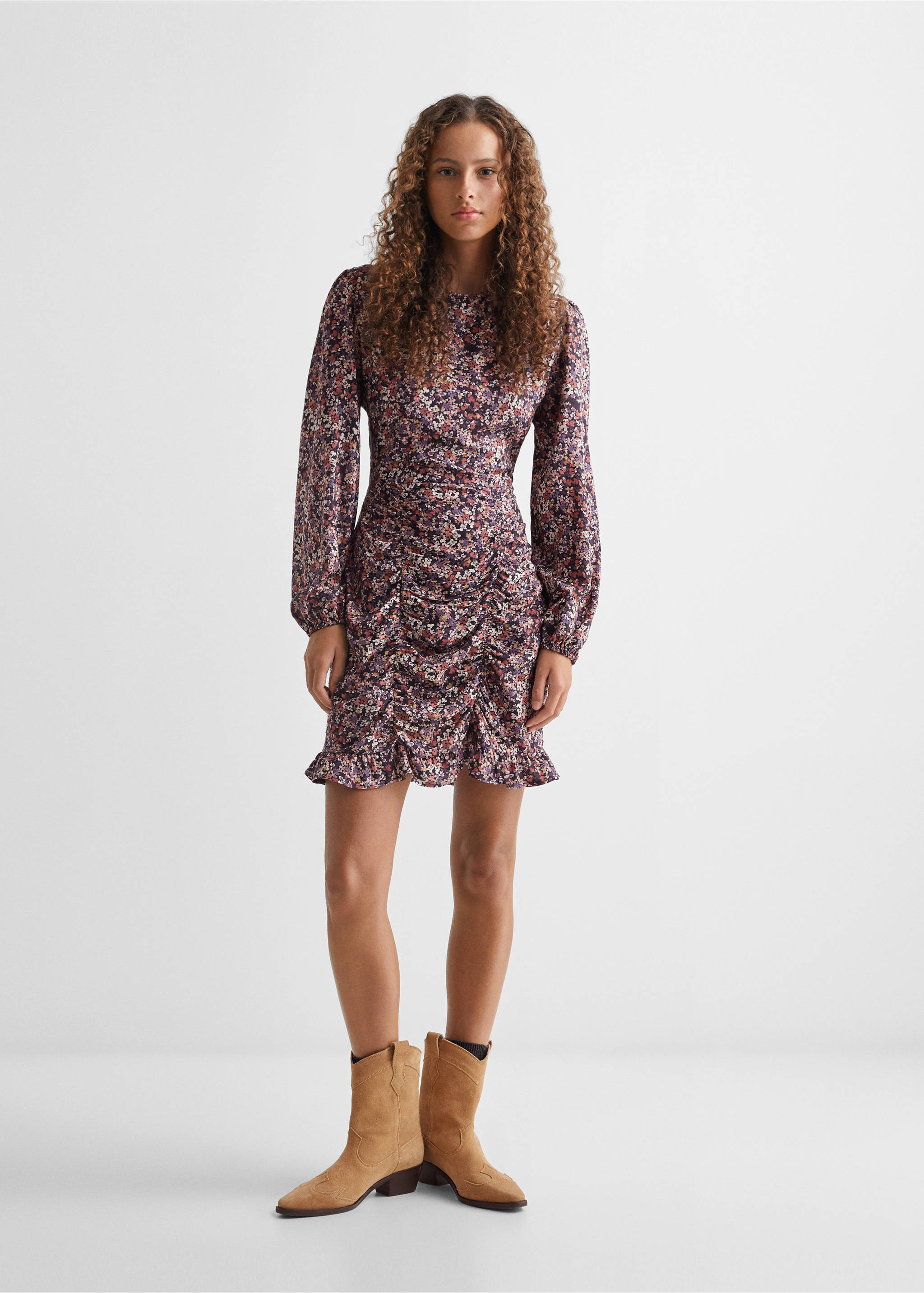 Ruffled printed dress - General plane, Pink. Ref: 57037120-00.