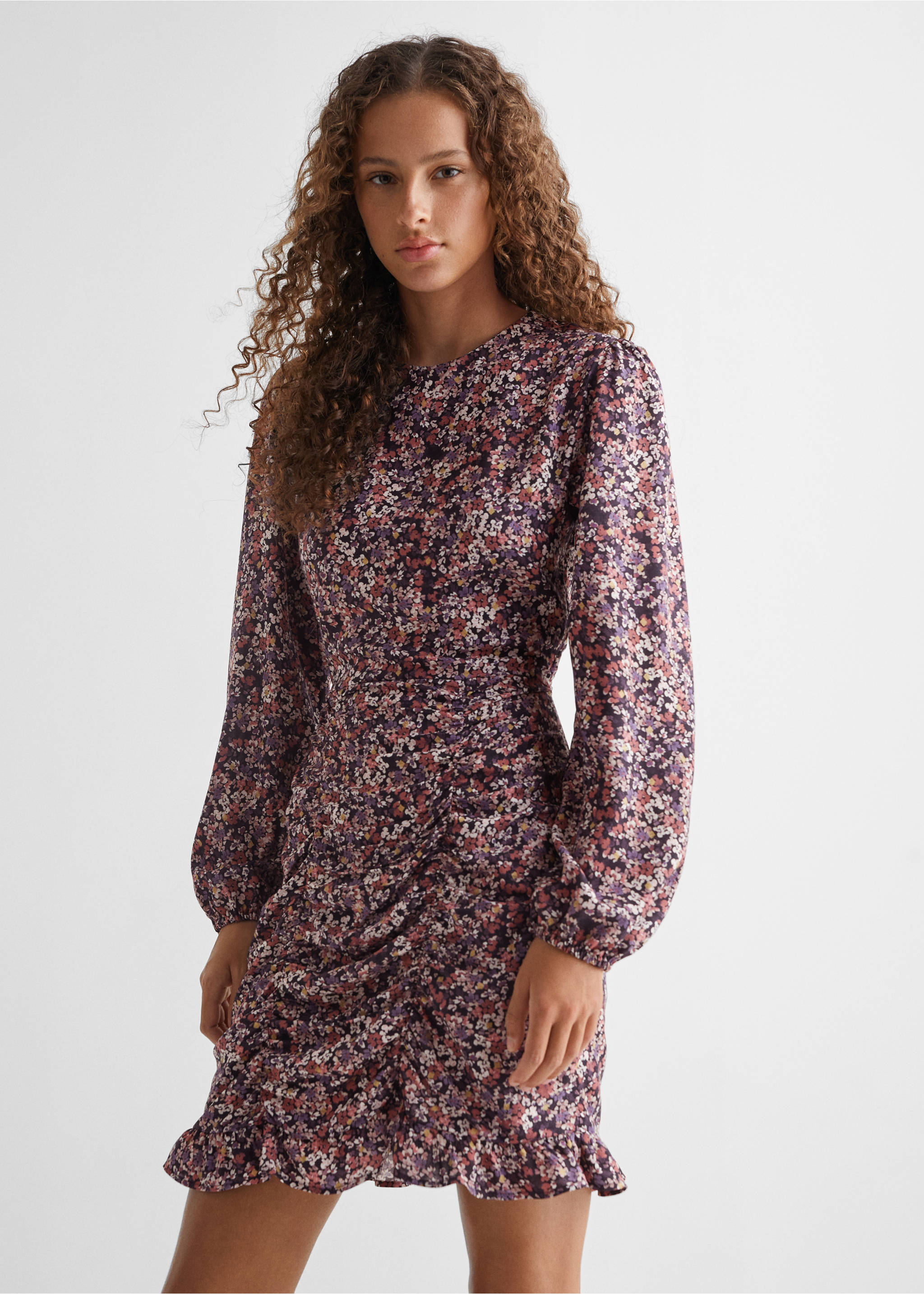 Ruffled printed dress - Medium plane, Pink. Ref: 57037120-00.