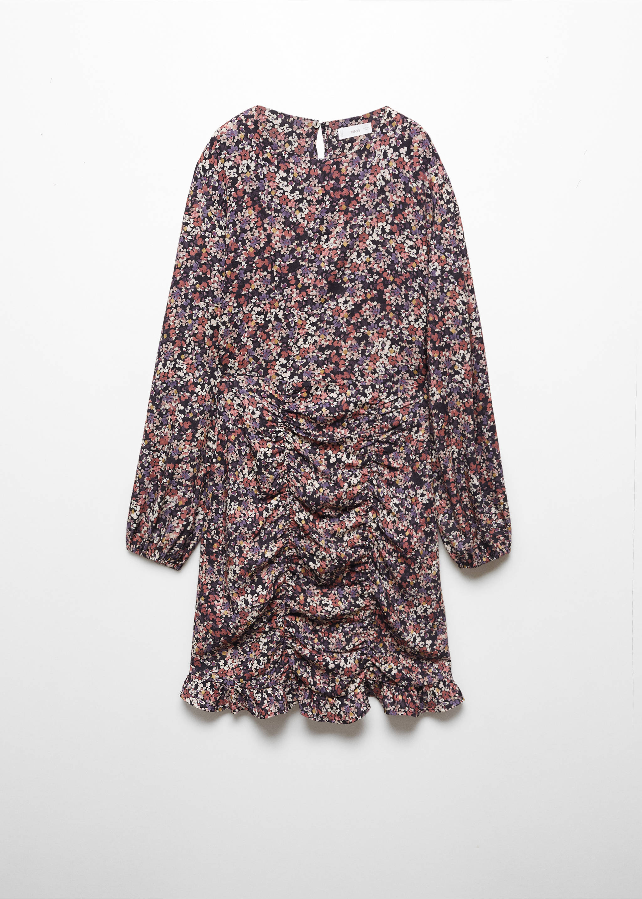 Ruffled printed dress - Article without model, Pink. Ref: 57037120-00.