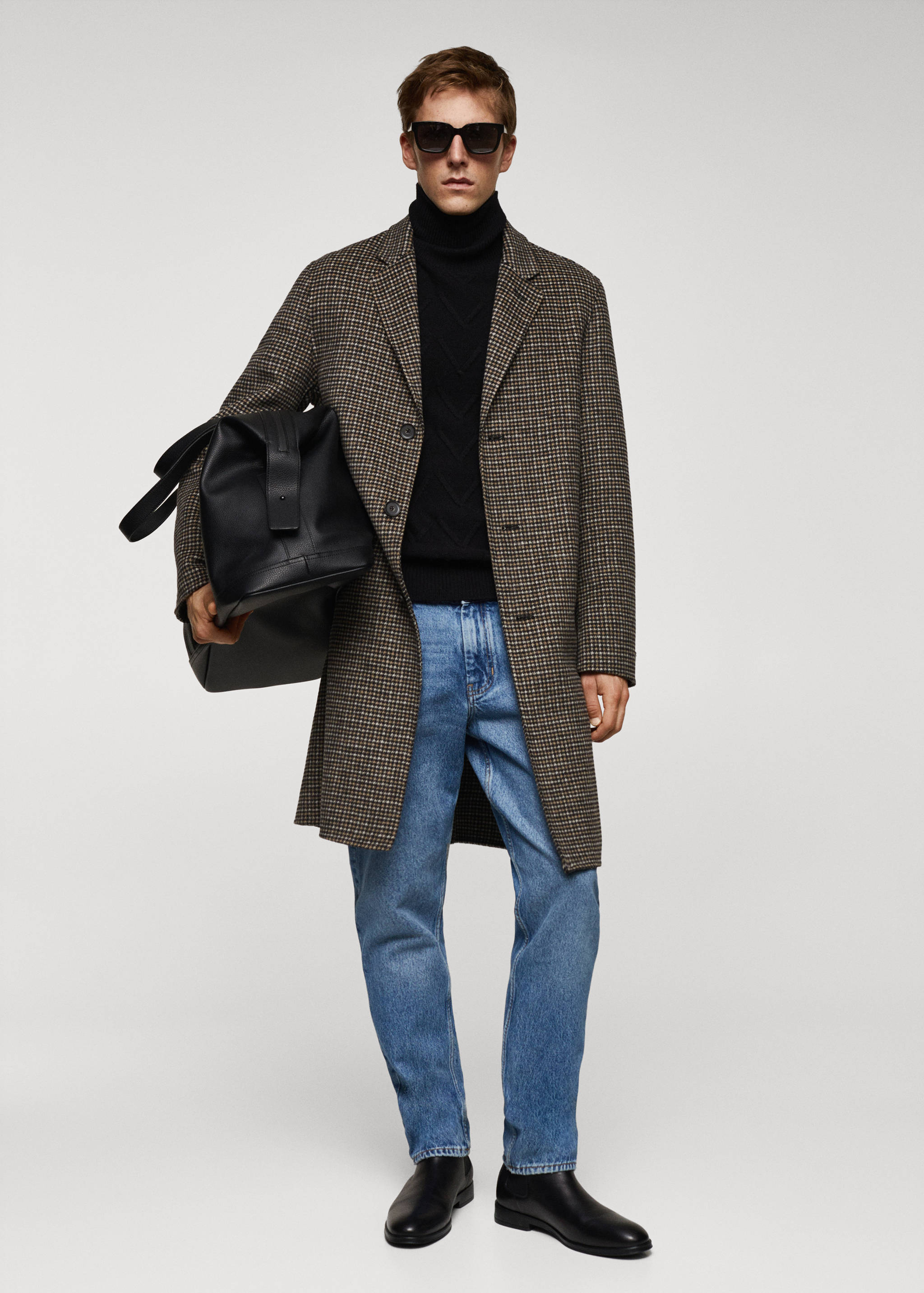 Wool-blend micro-houndstooth coat - General plane