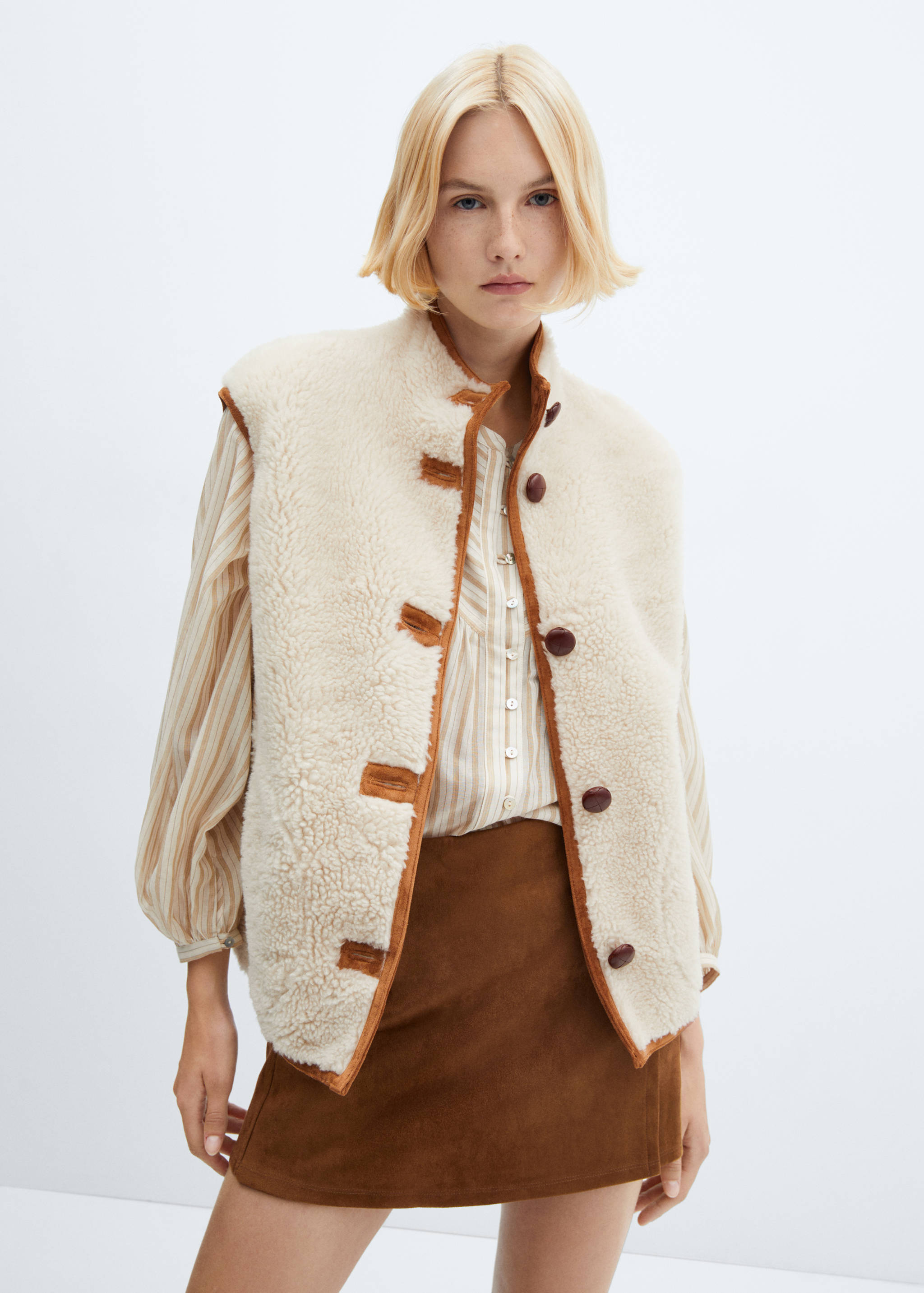Reversible shearling gilet - Medium plane