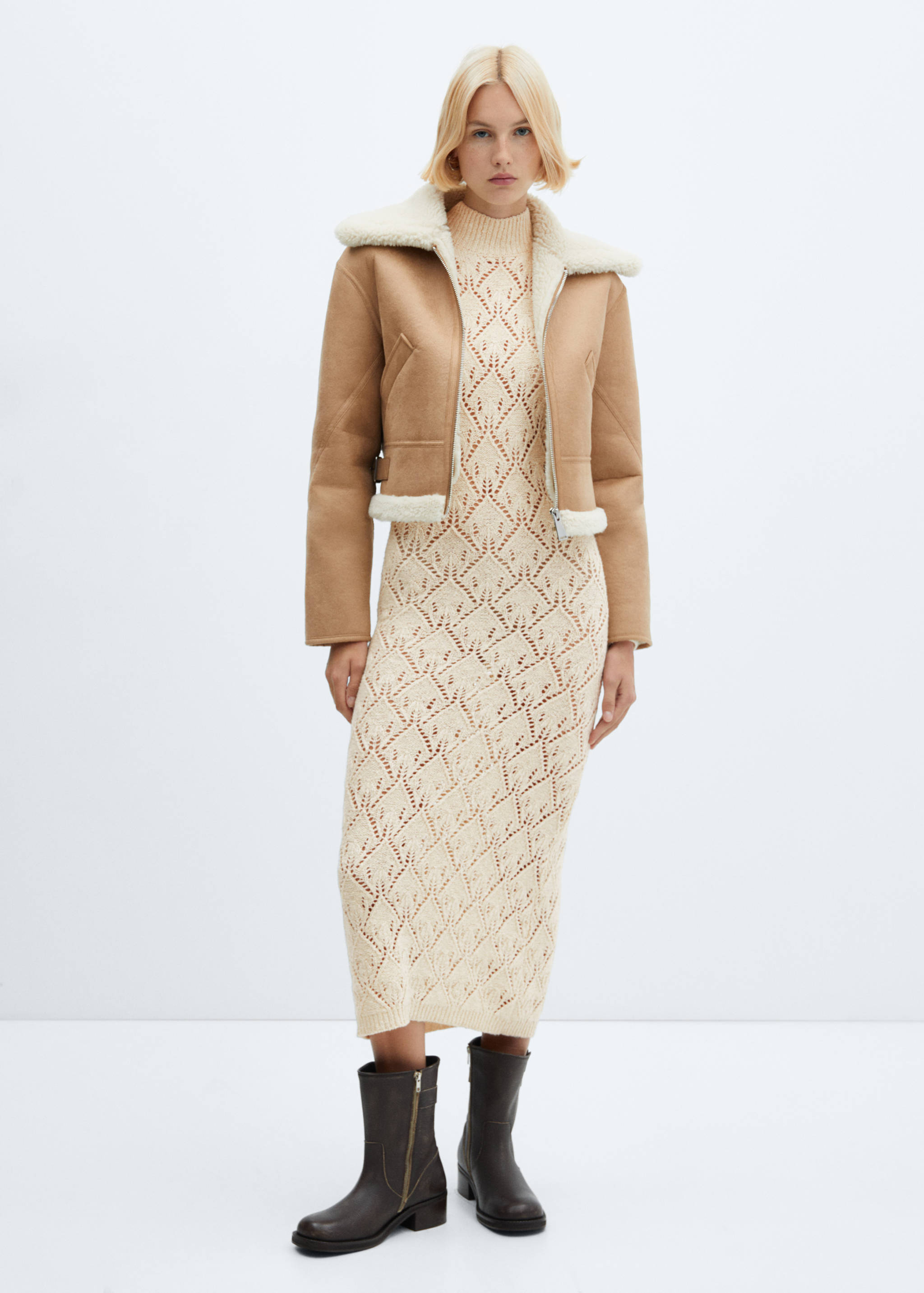 Knitted dress openwork details - General plane