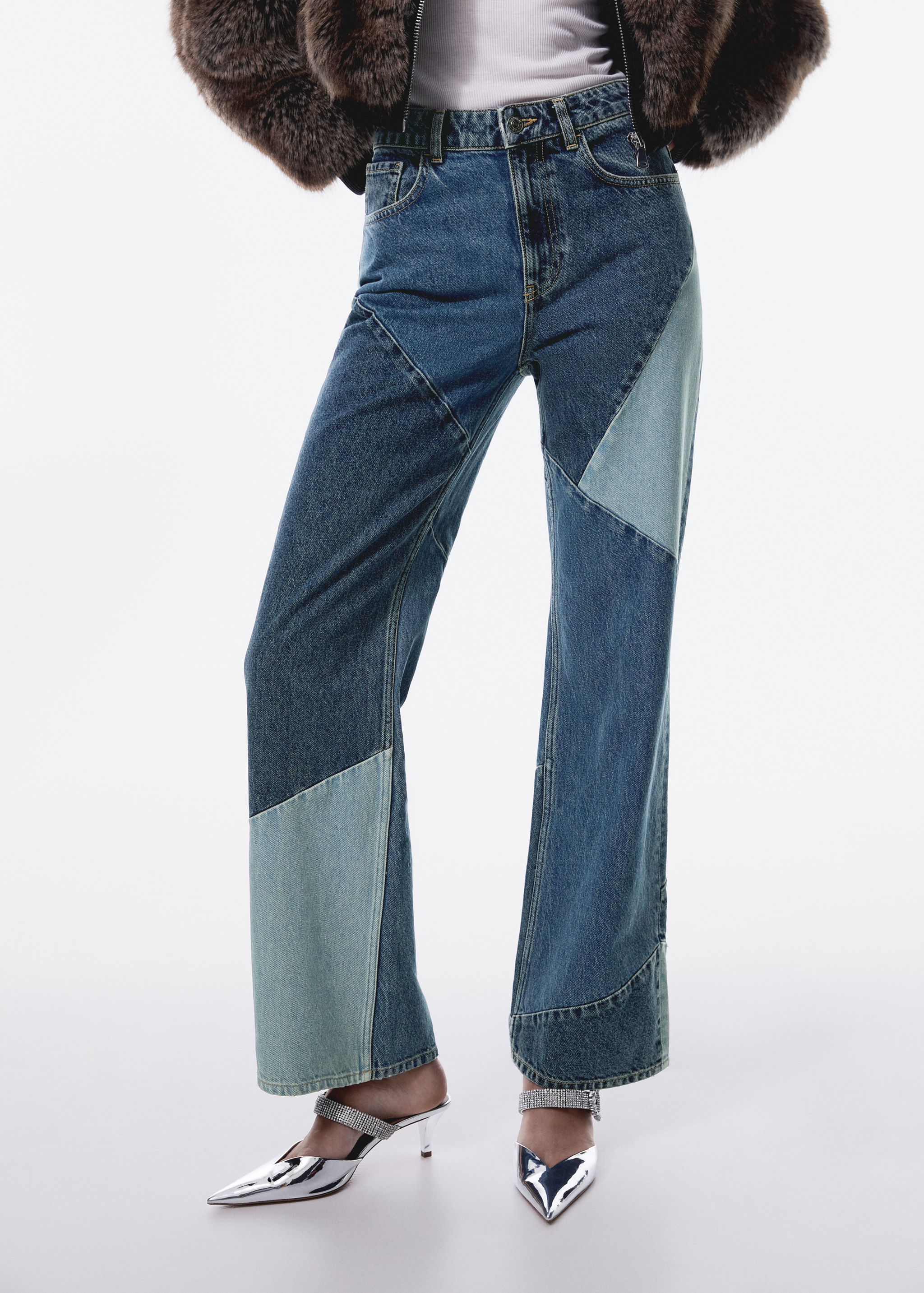Jean droit patchwork - Plan moyen