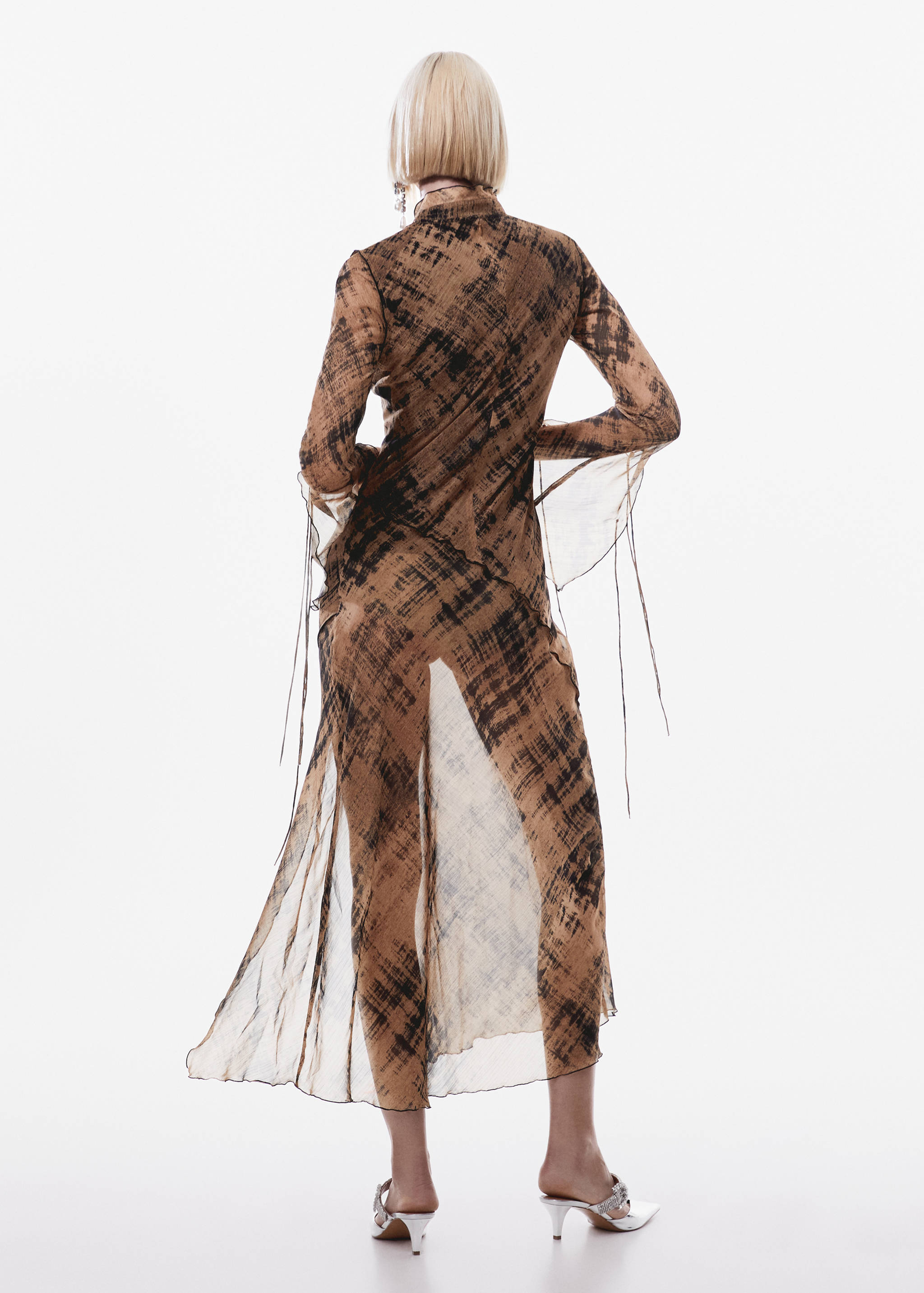 Printed semi-transparent dress - Reverse of the article