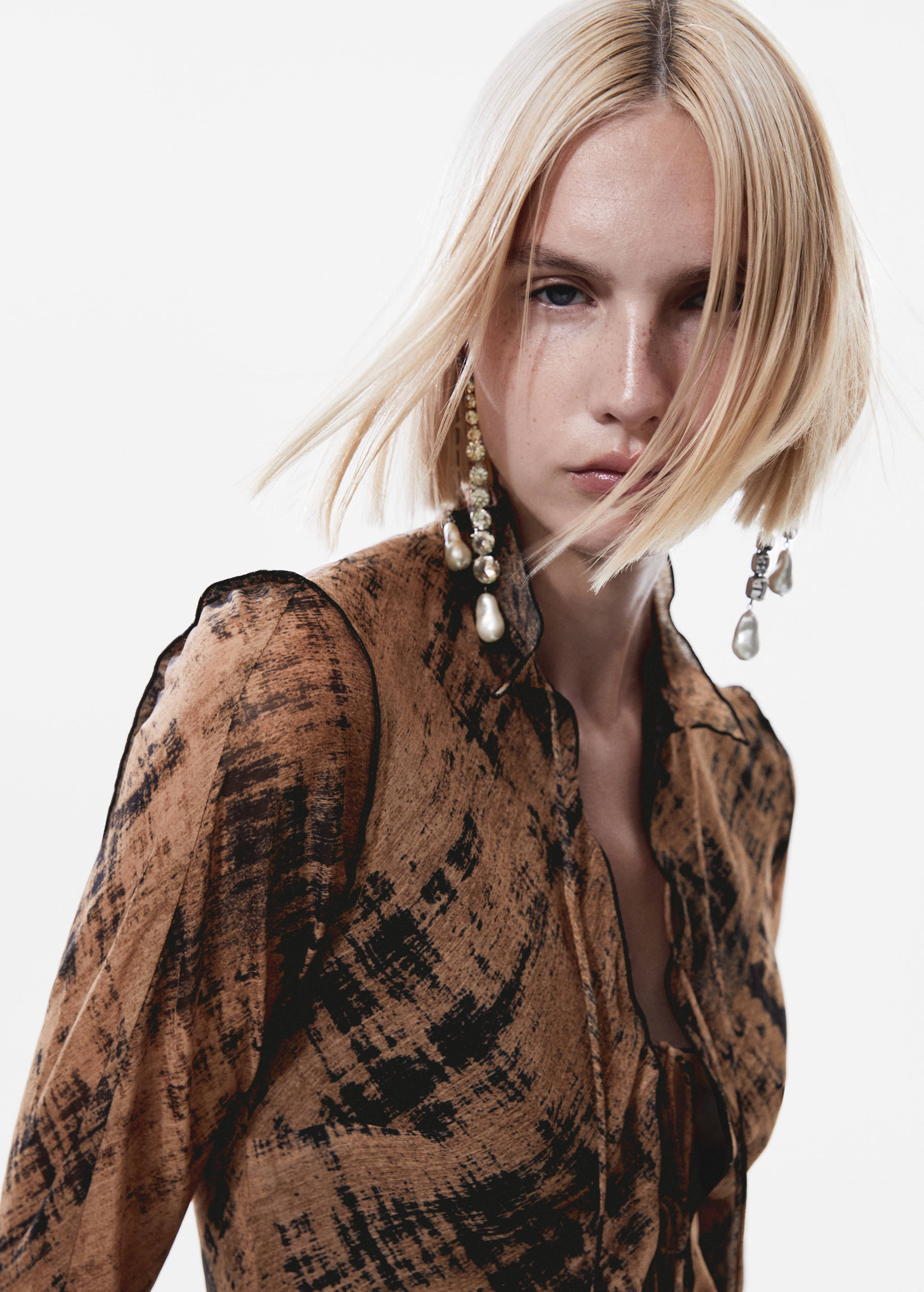 Printed semi-transparent dress - Details of the article 1