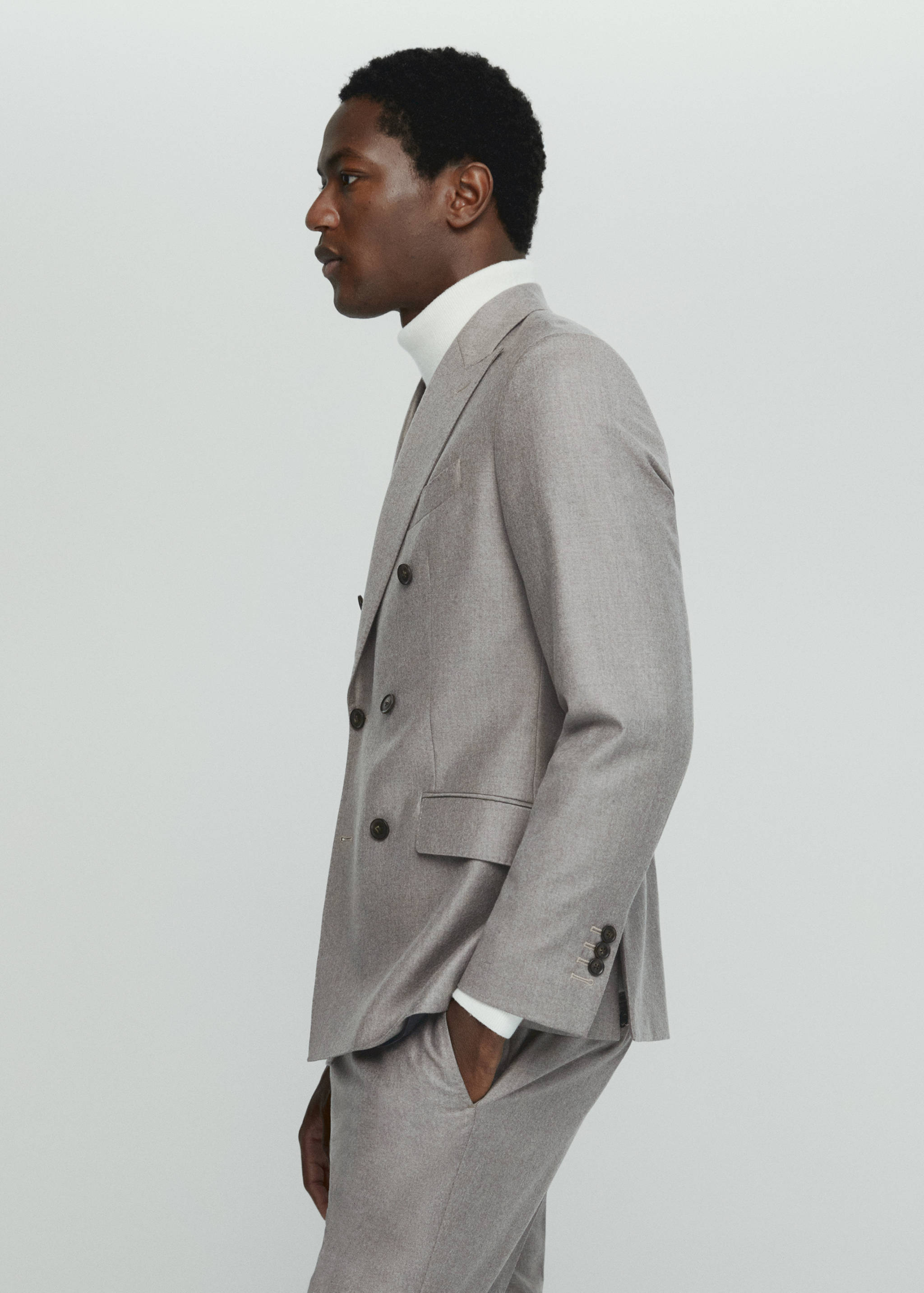 Virgin wool double-breasted suit jacket - Details of the article 2