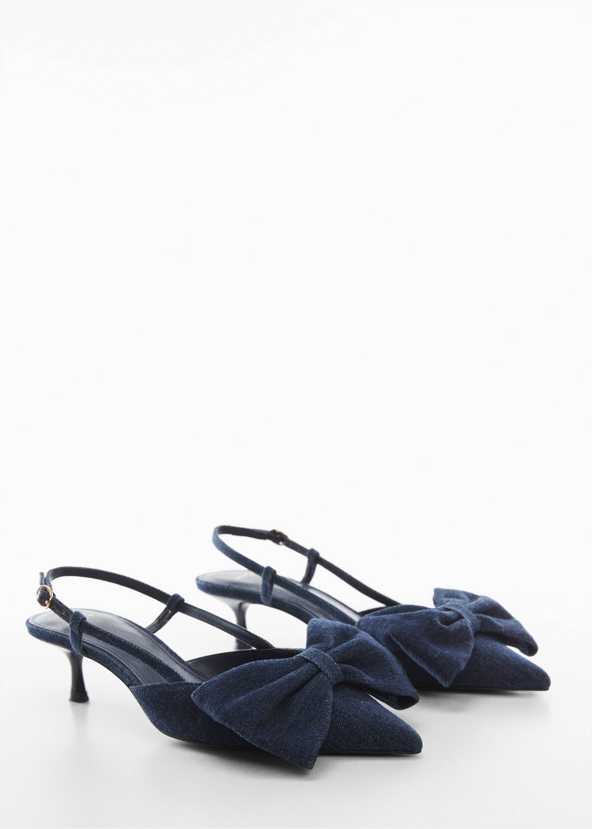 Bow-heeled denim shoes - Medium plane, Dark Blue. Ref: 57037904-00.