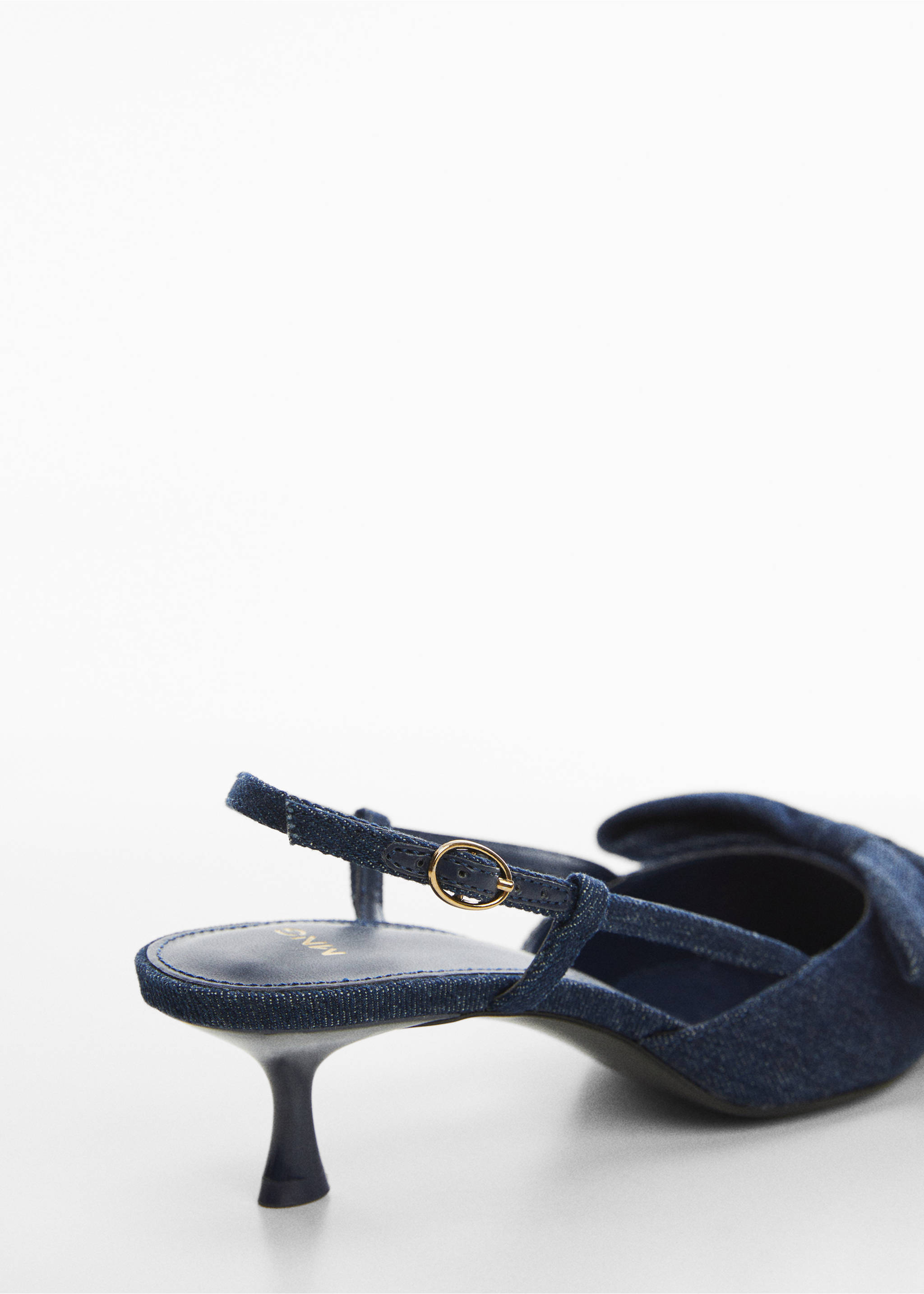 Bow-heeled denim shoes - Details of the article 2, Dark Blue. Ref: 57037904-00.
