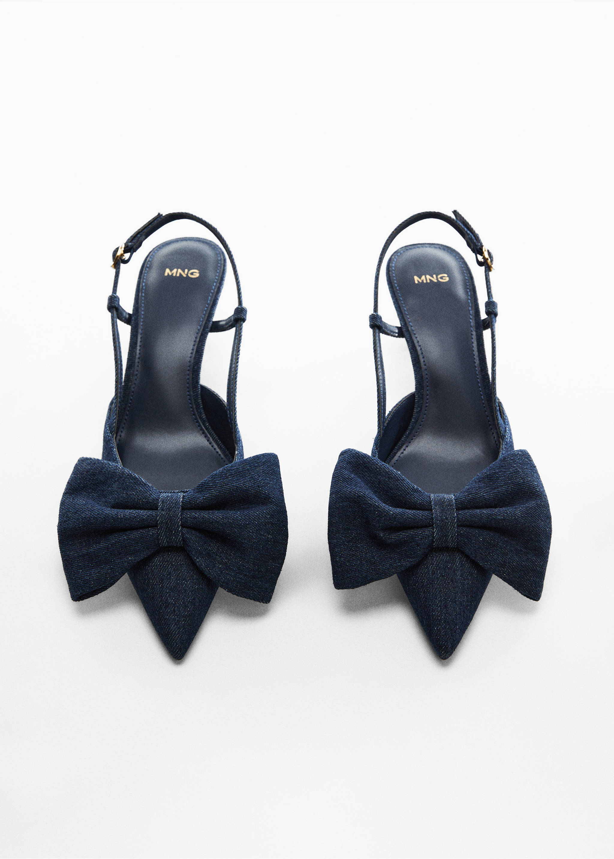 Bow-heeled denim shoes - Details of the article 5, Dark Blue. Ref: 57037904-00.