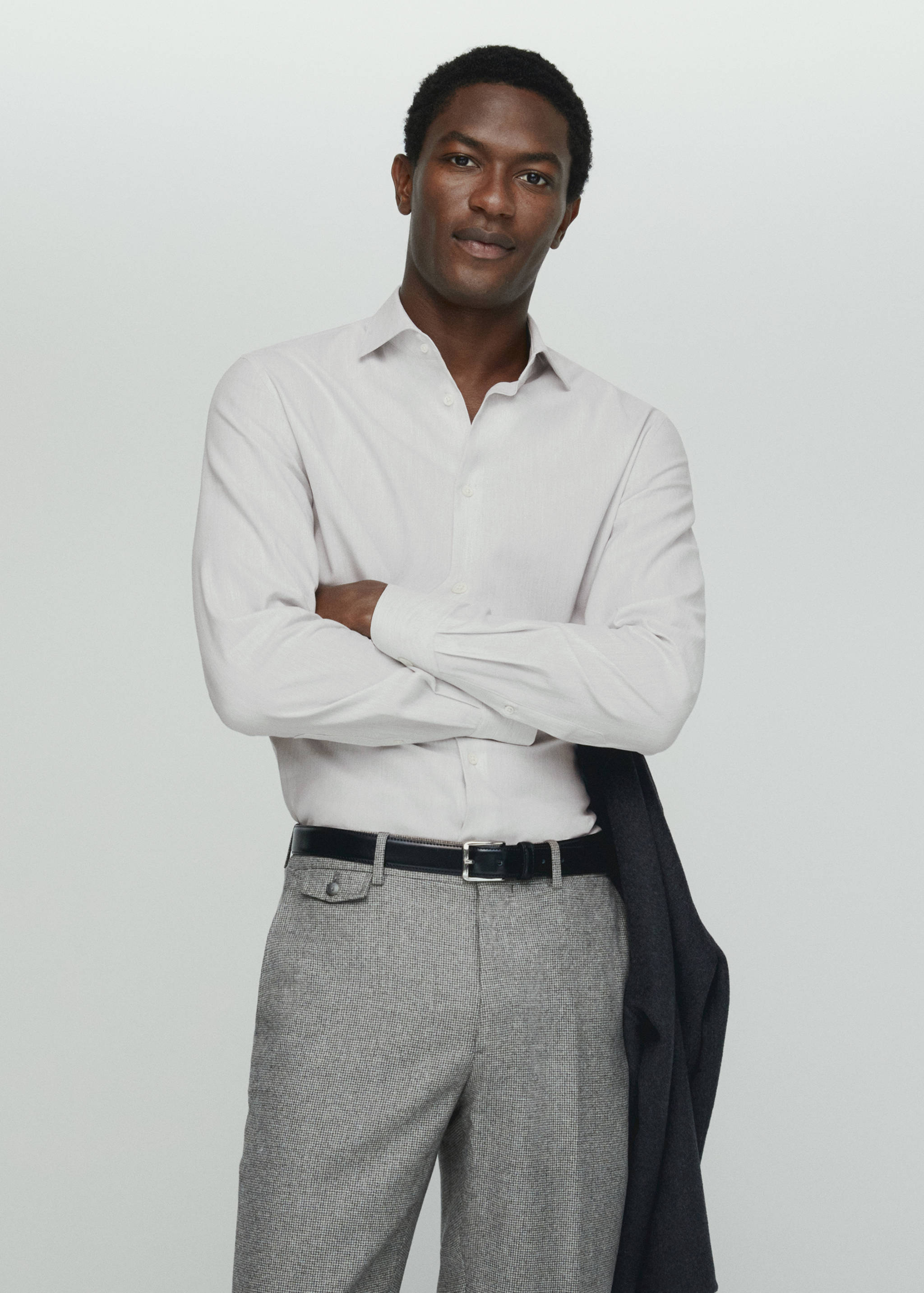 Strukturirana košulja od 100 % pamuka - Prikaz srednjeg dijela