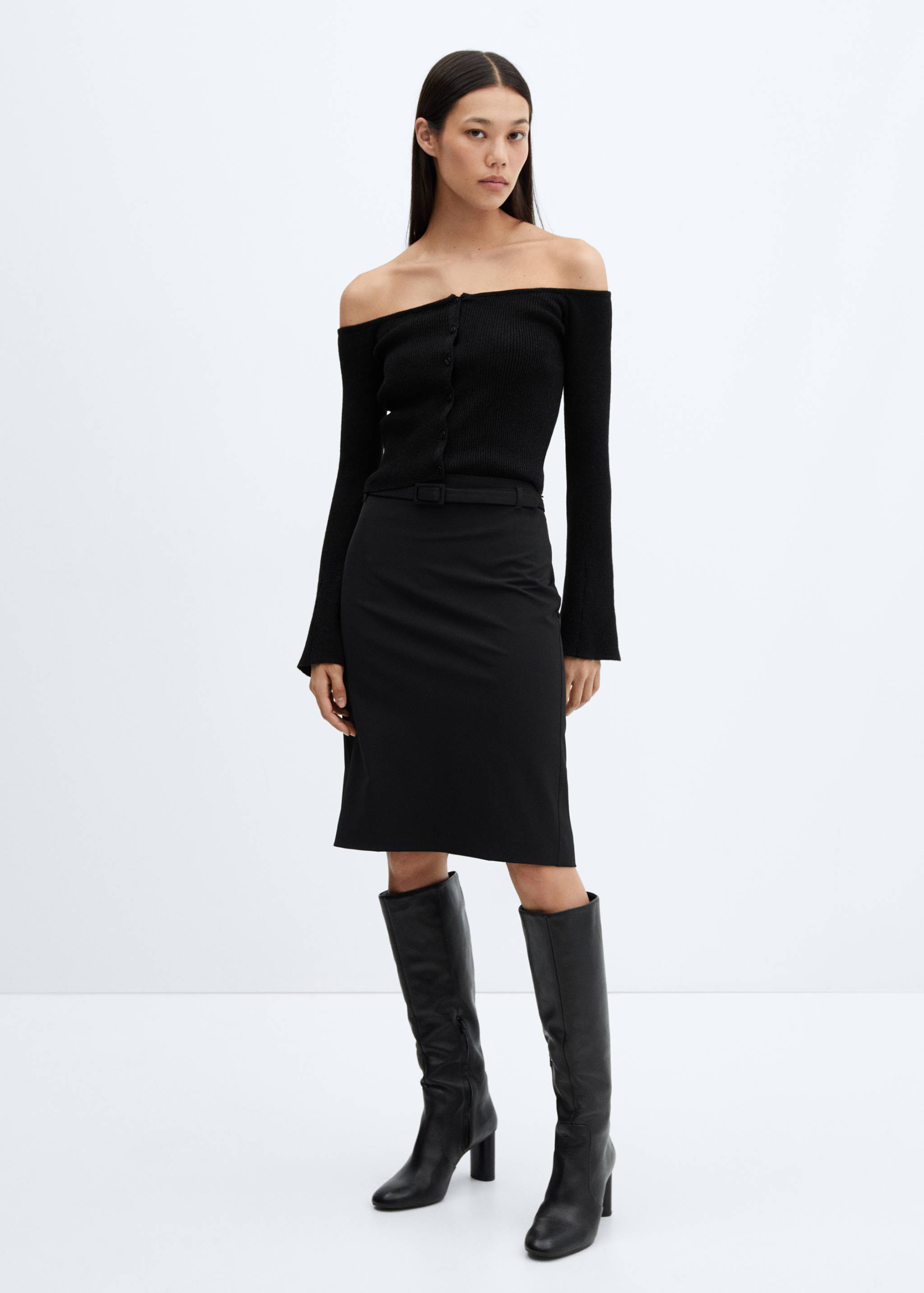 Schulterfreier Lurex-Cardigan - Allgemeine Ansicht
