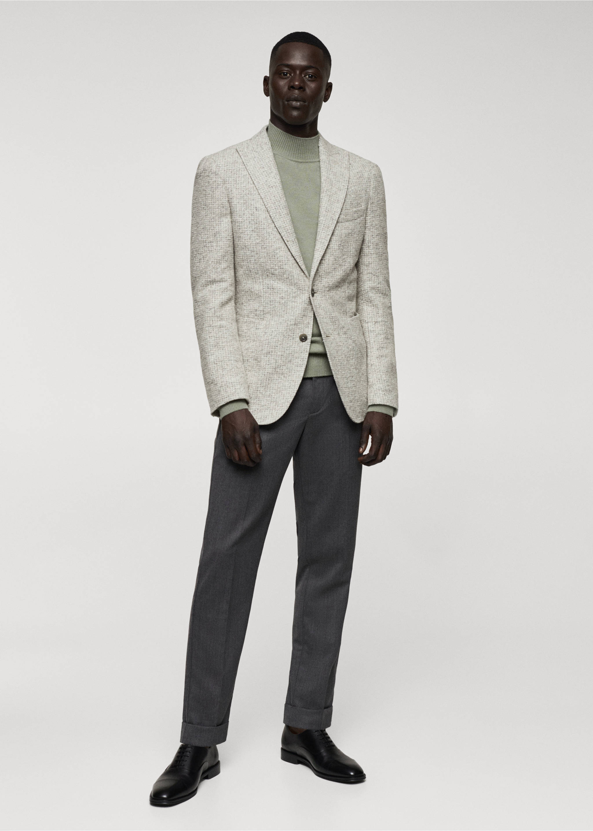 Virgin wool jacket in houndstooth wool - General plane, Beige. Ref: 57038634-00.