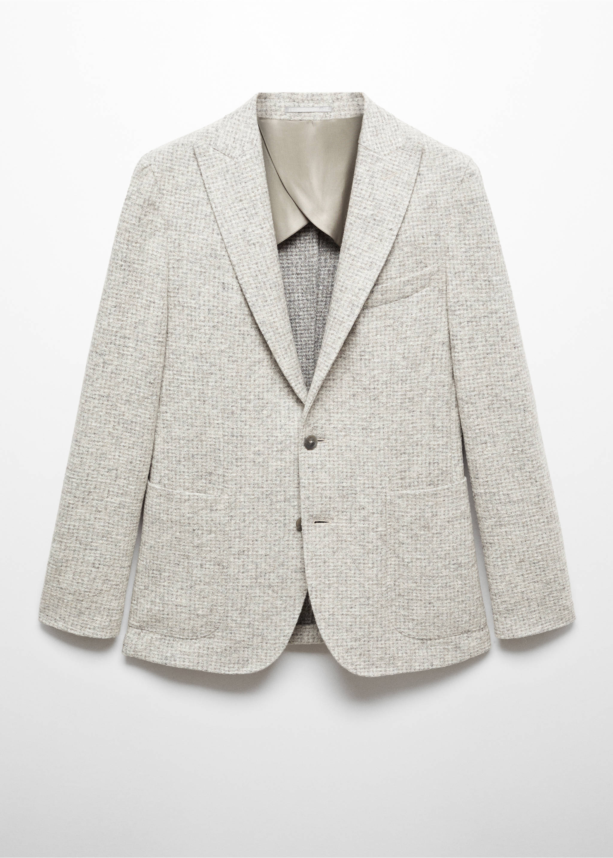 Virgin wool jacket in houndstooth wool - Article without model, Beige. Ref: 57038634-00.