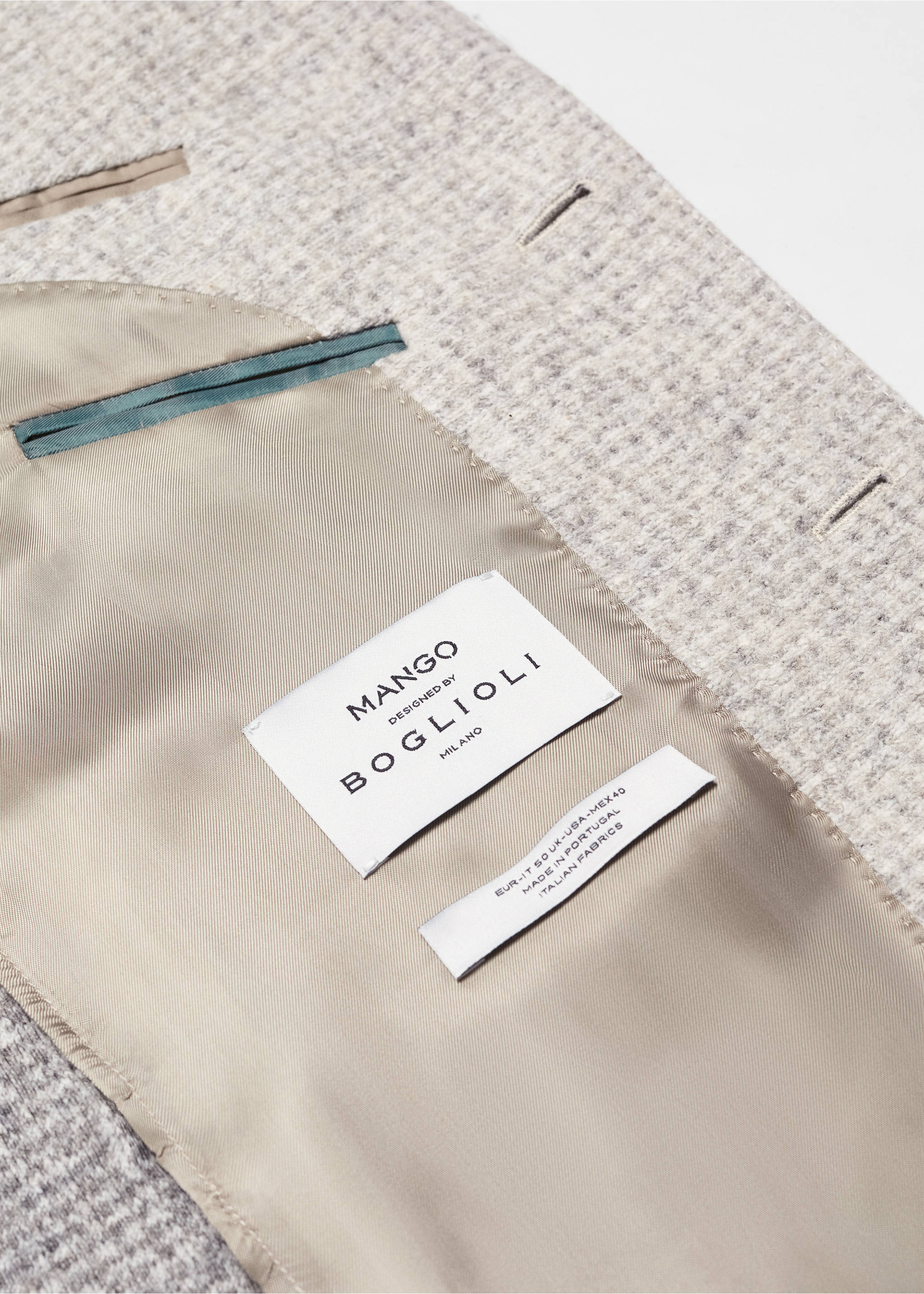 Virgin wool jacket in houndstooth wool - Details of the article 0, Beige. Ref: 57038634-00.