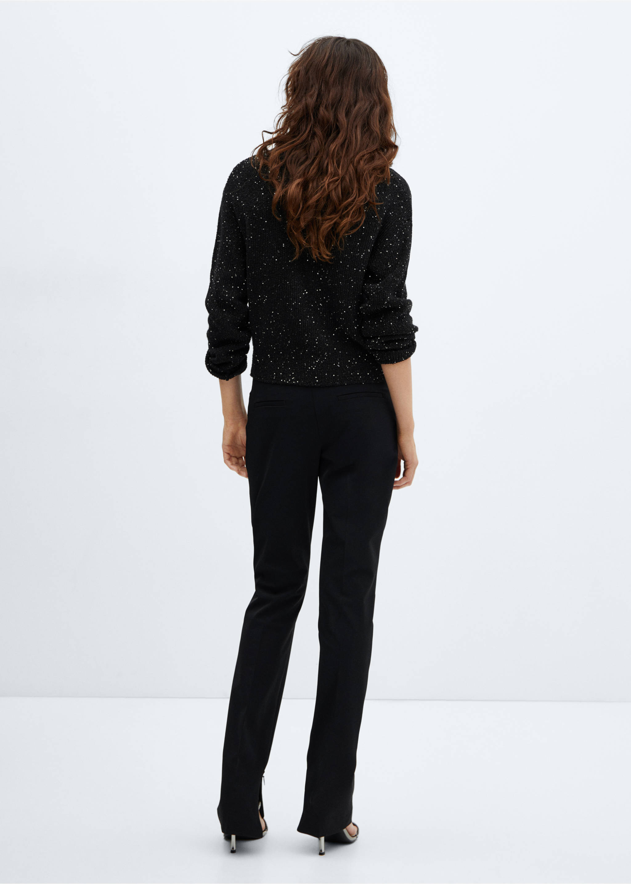Knit paillette sweater - Reverse of the article, Black. Ref: 57039089-00.
