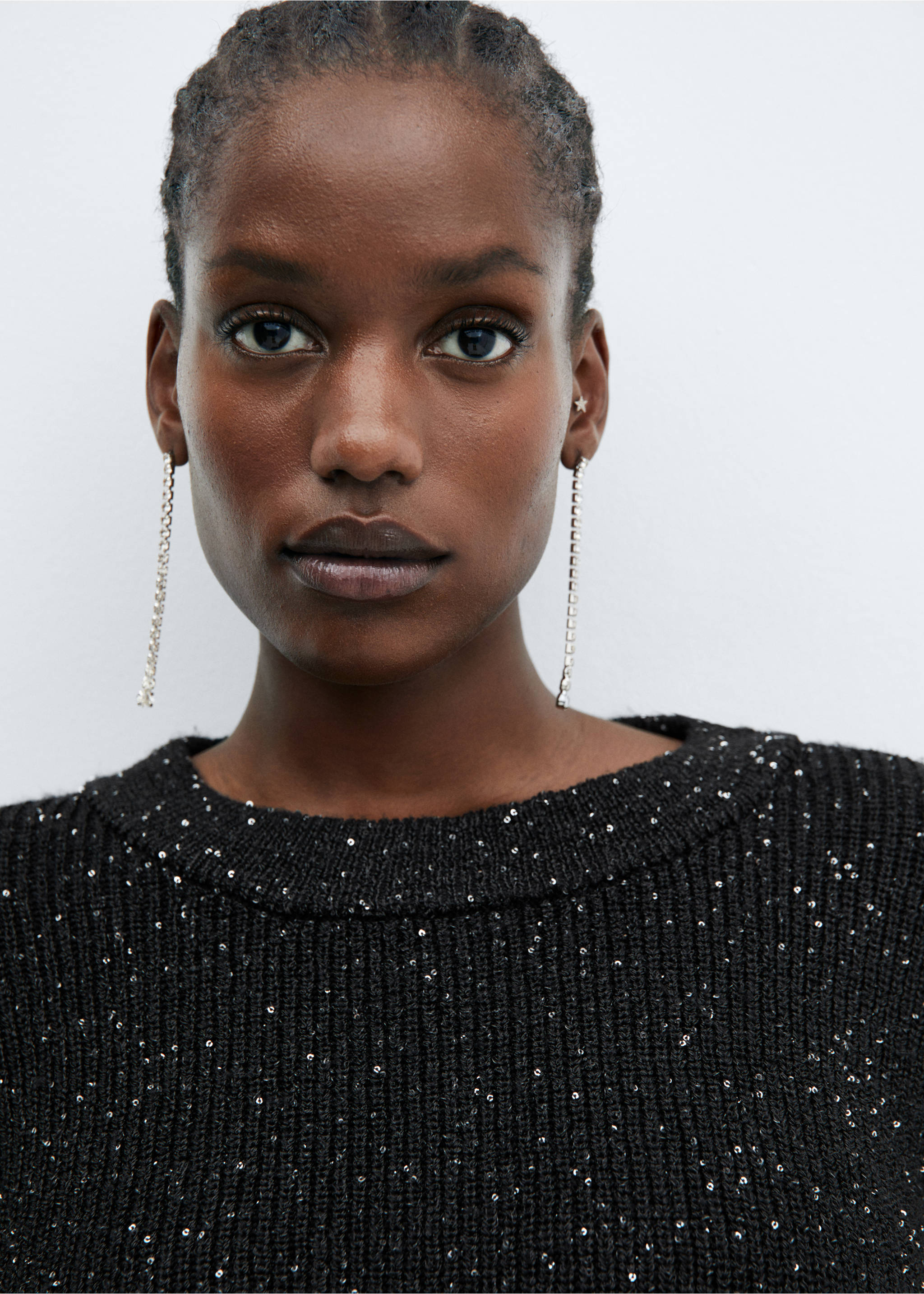 Knit paillette sweater - Details of the article 4, Black. Ref: 57039089-00.