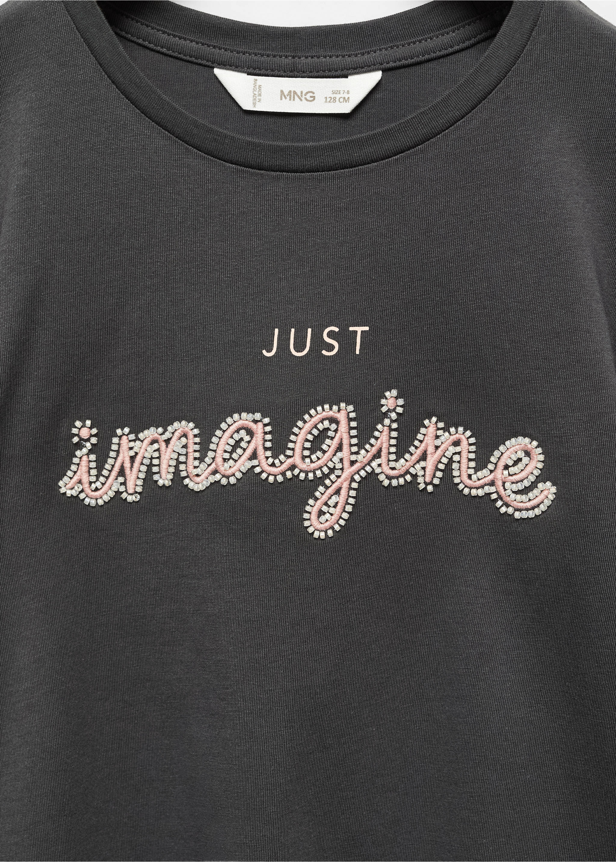 Long-sleeved t-shirt with message - Details of the article 8, Charcoal. Ref: 57039091-00.