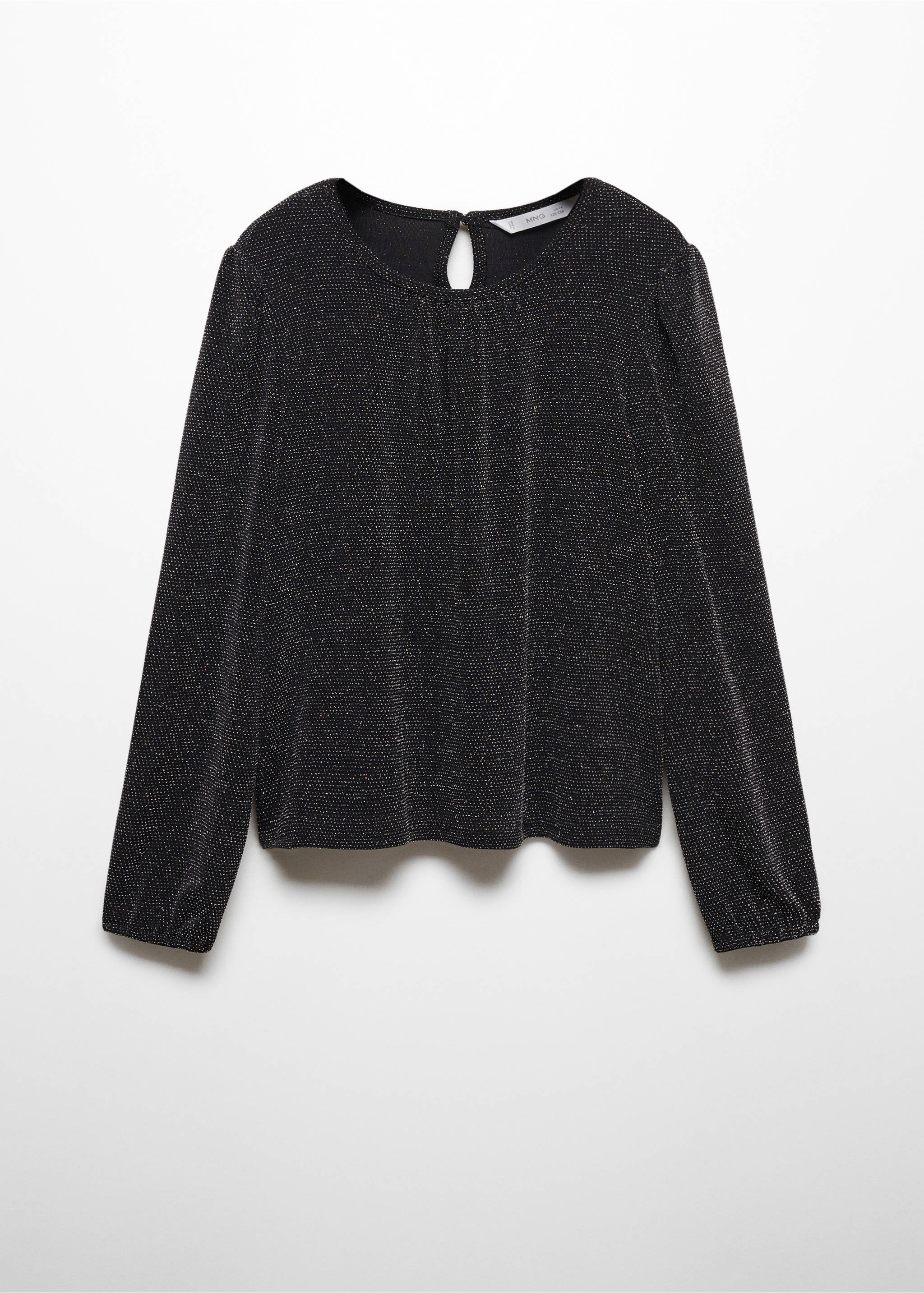 Shiny long-sleeved t-shirt - Article without model, Black. Ref: 57039093-00.