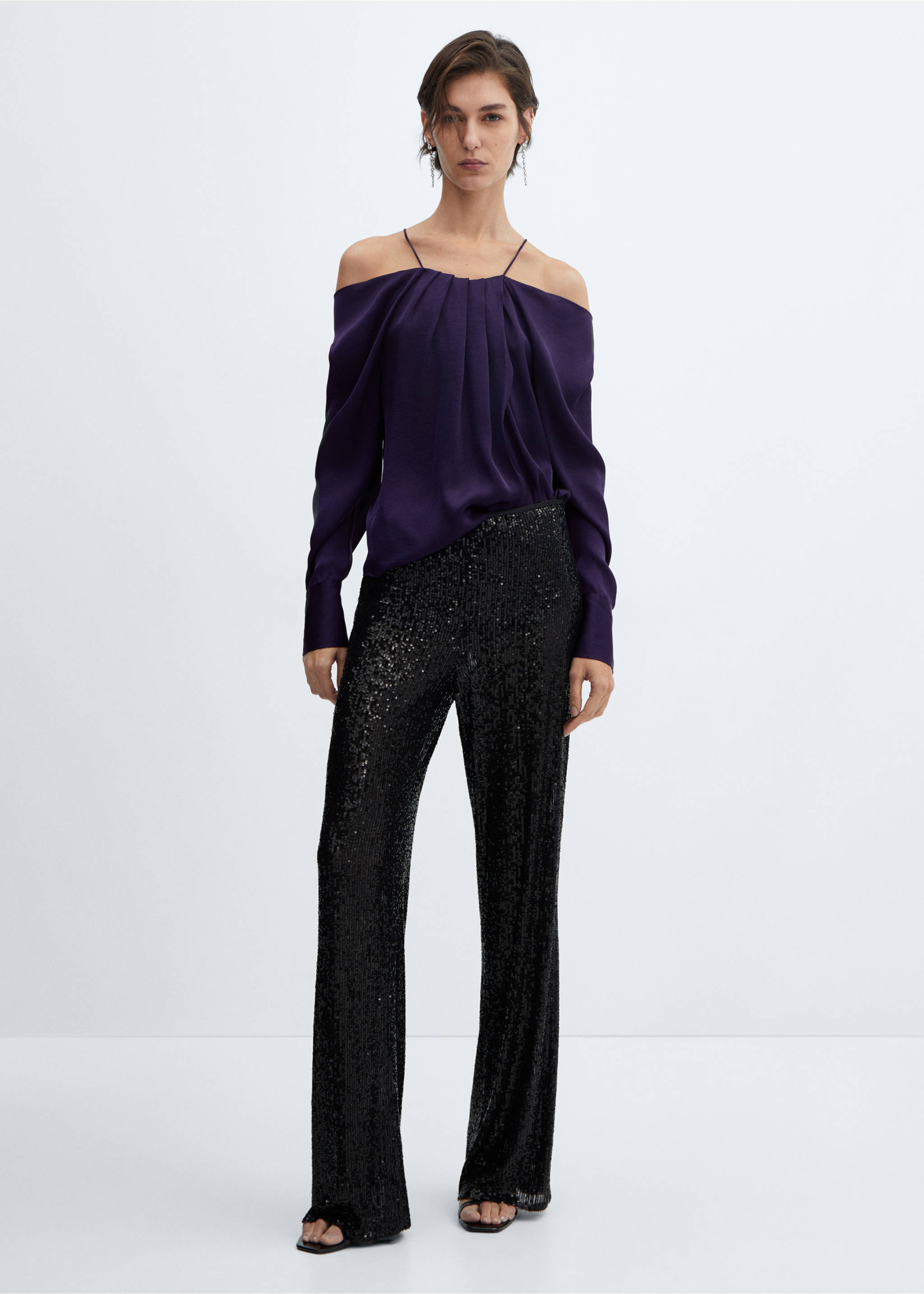 Blouse épaules découvertes - Plan général, Bleu nuit. Ref: 57039107-00.