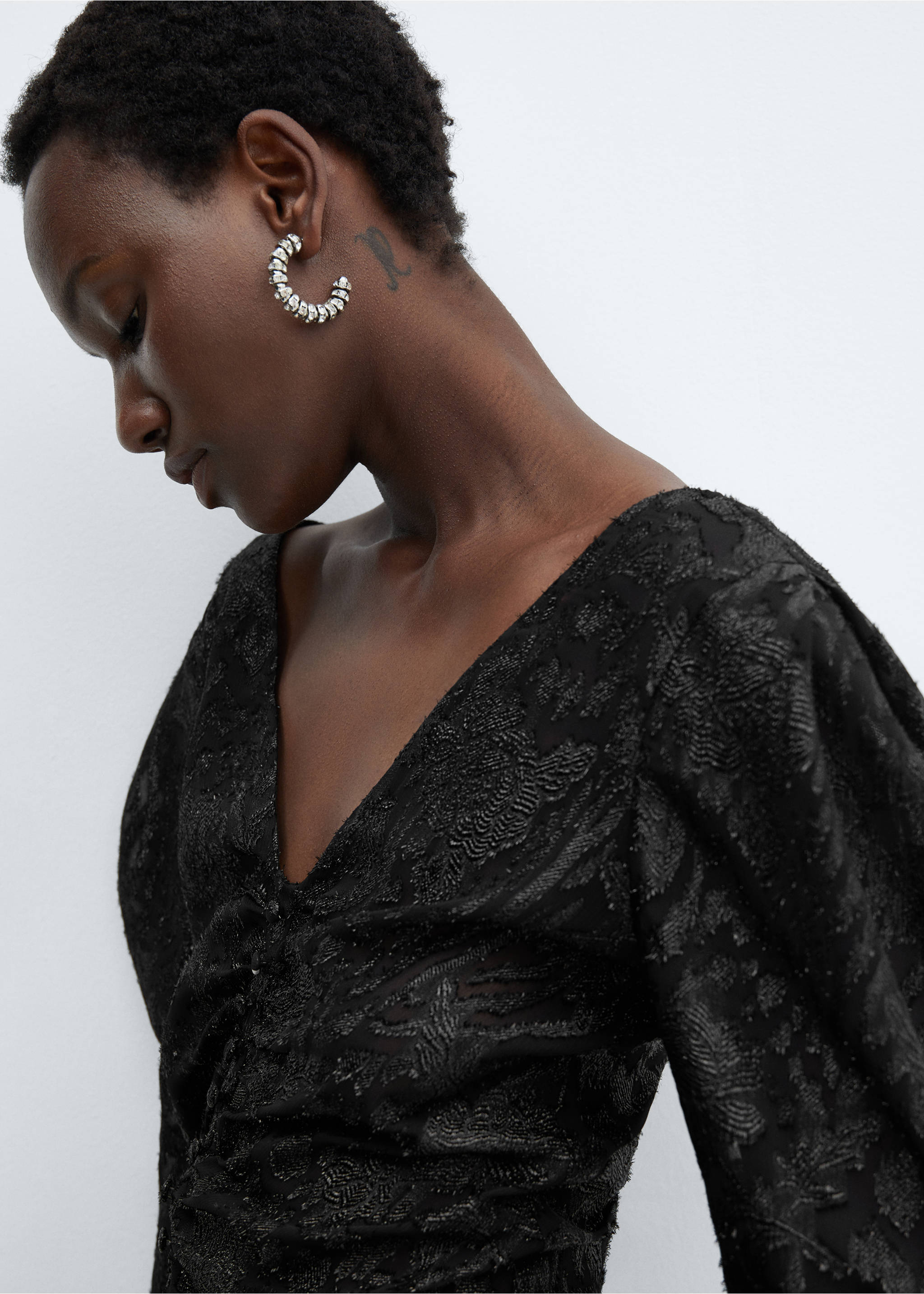 Blouse jacquard Lurex - Détail de l'article 1, Noir. Ref: 57039109-00.