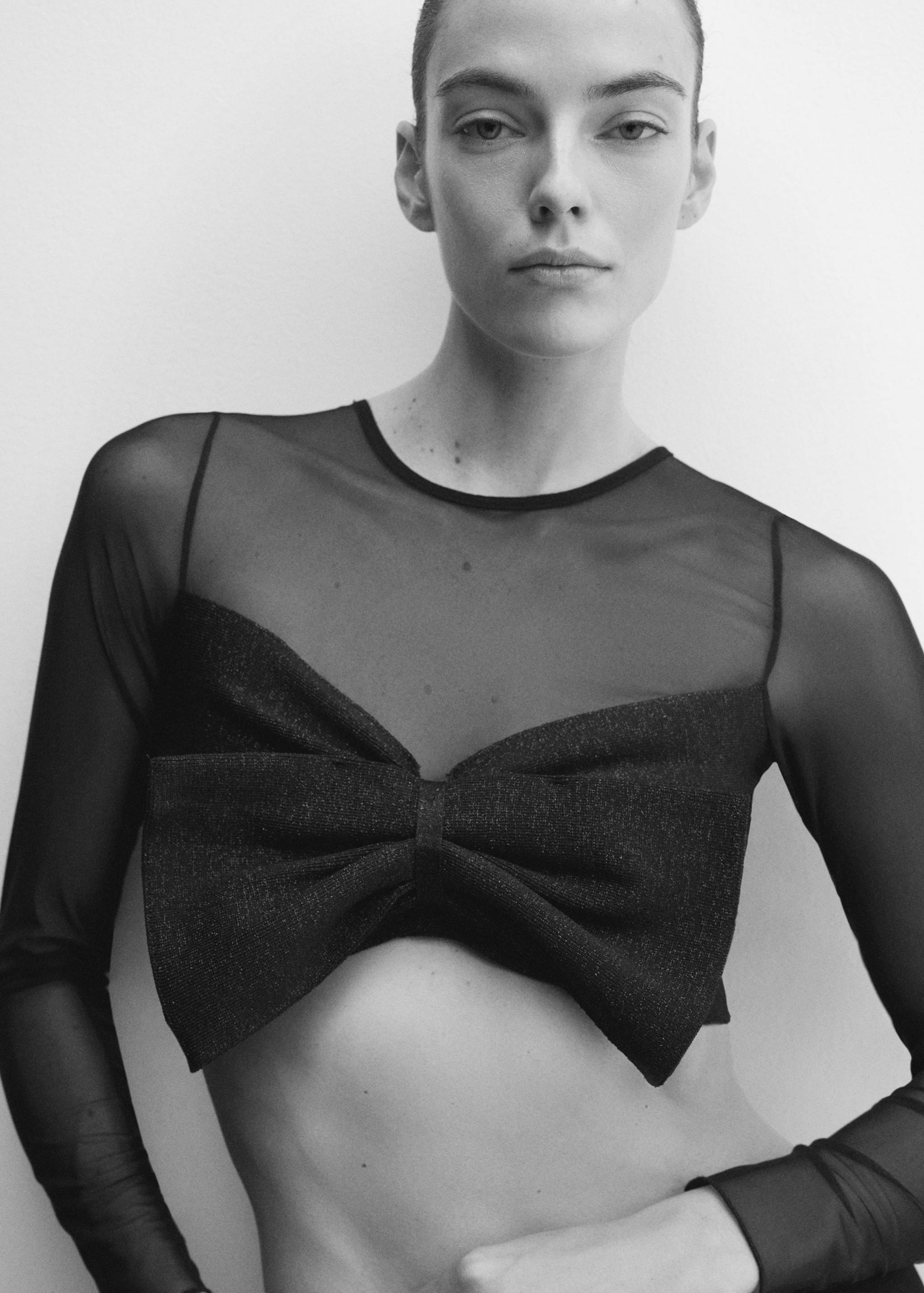 Kombiniertes Stricktop mit Schleife - Detail des Artikels 1