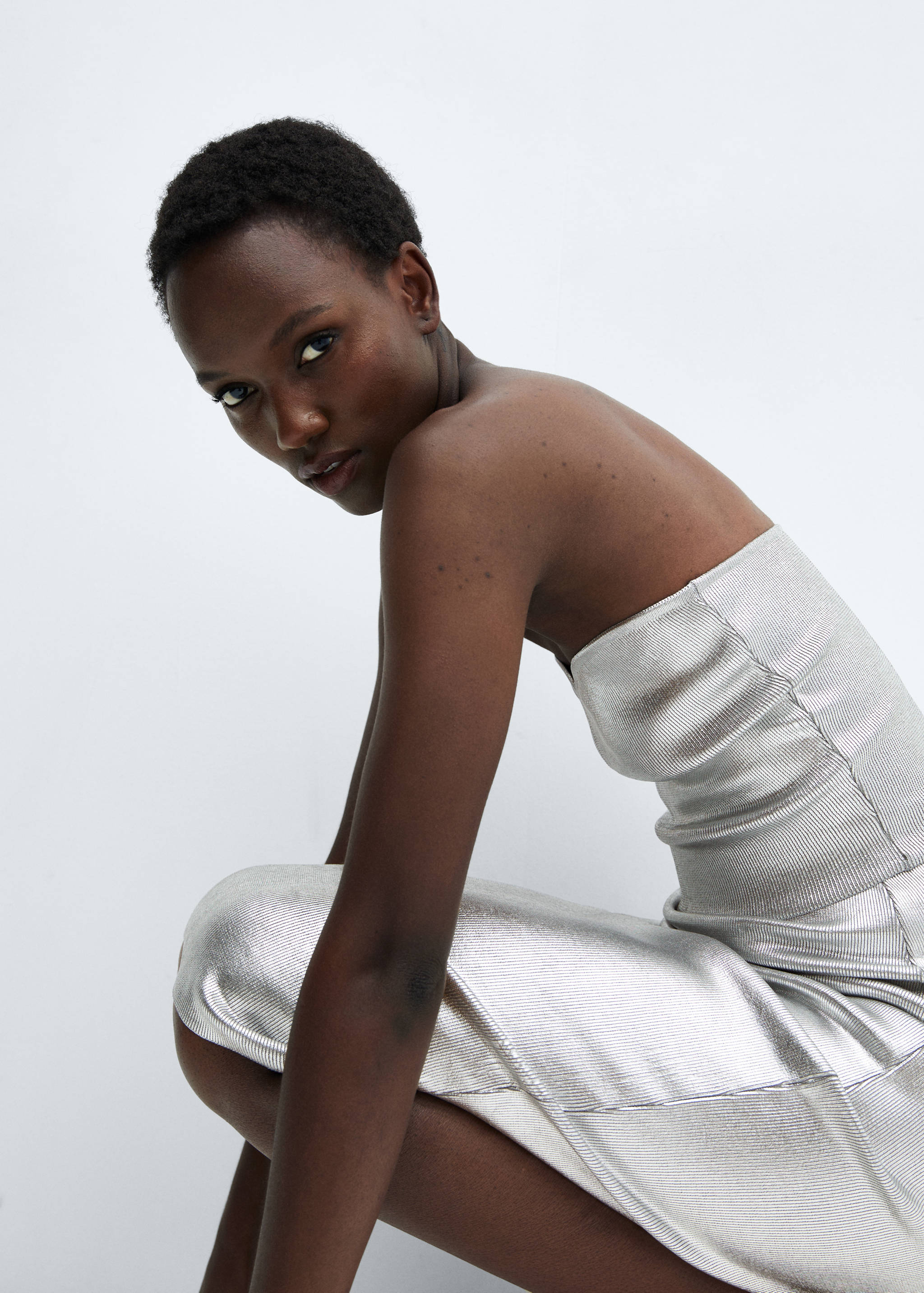 Metallic top with sweetheart neckline - Details of the article 2