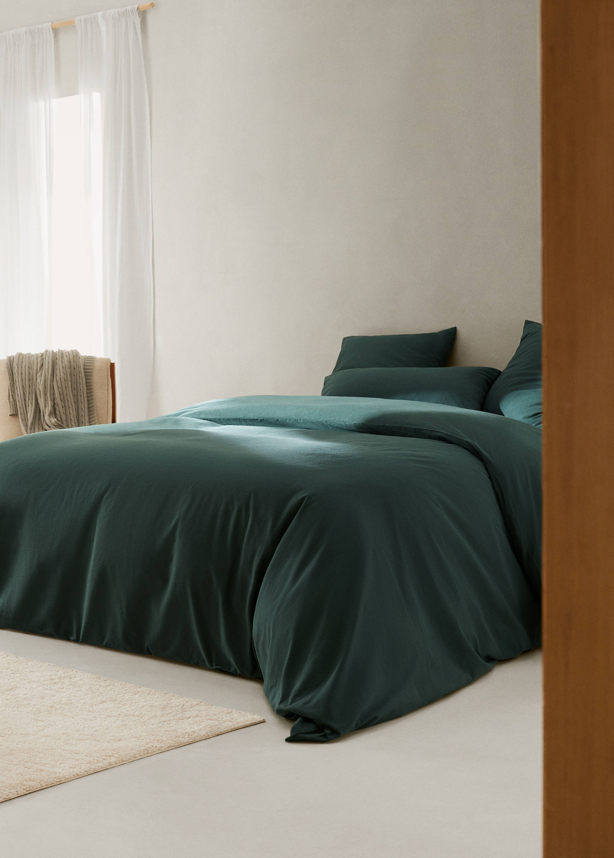 Plain flannel duvet cover Queen bed - General plane