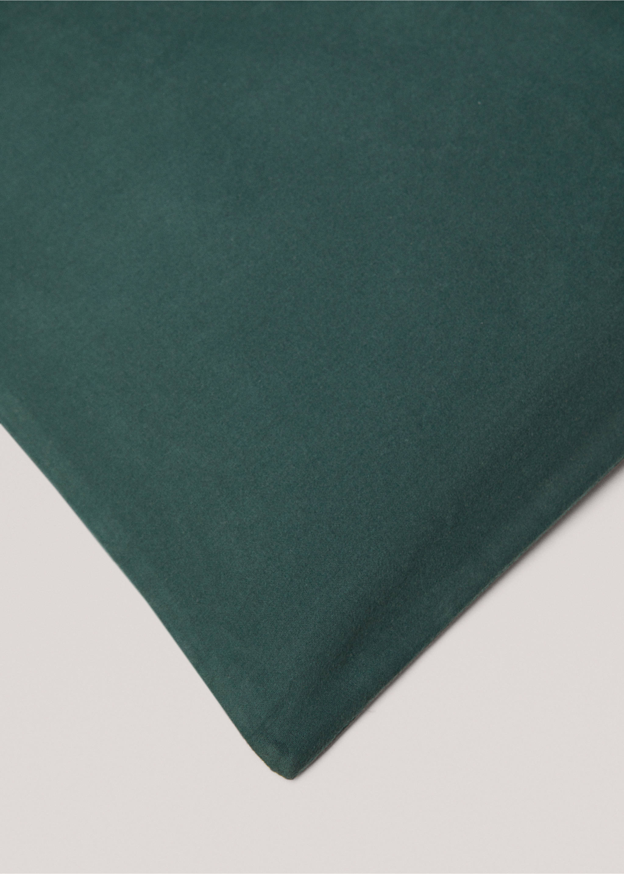 Plain flannel duvet cover Queen bed - Details of the article 3, Dark Green. Ref: 57039219-00.