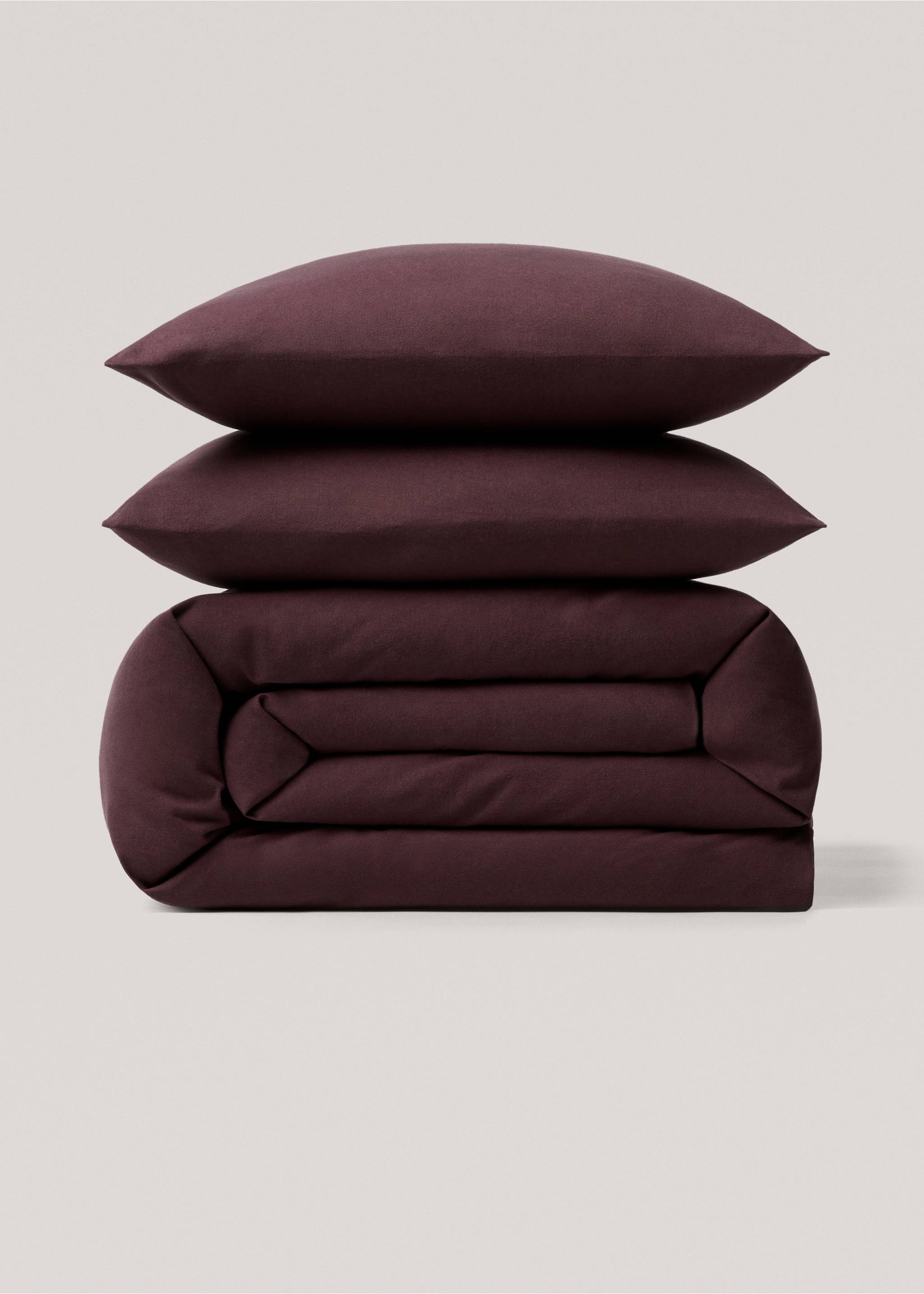 Plain flannel duvet cover Queen bed - Article without model, Wine. Ref: 57039219-00.