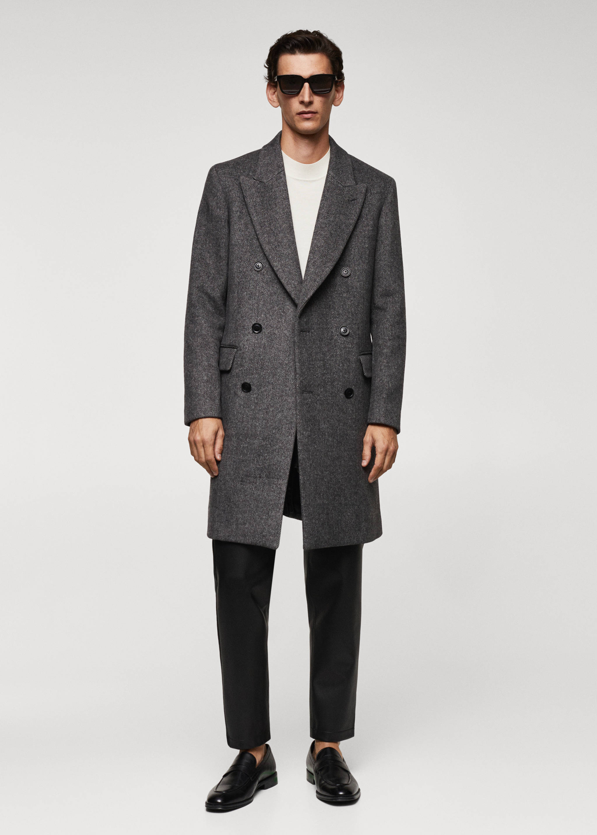 Recycled wool herringbone coat - General plane