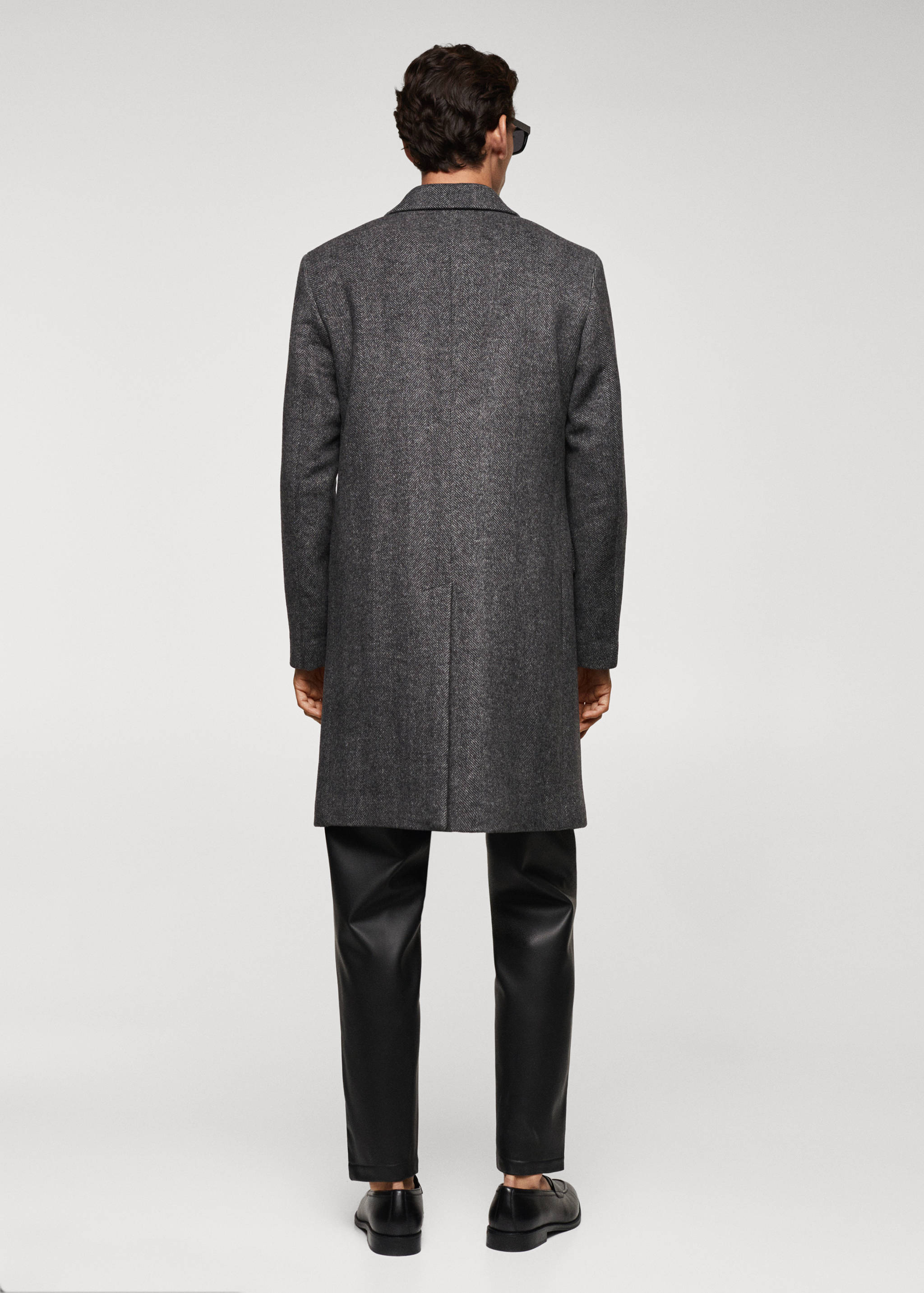 Recycled wool herringbone coat - Reverse of the article