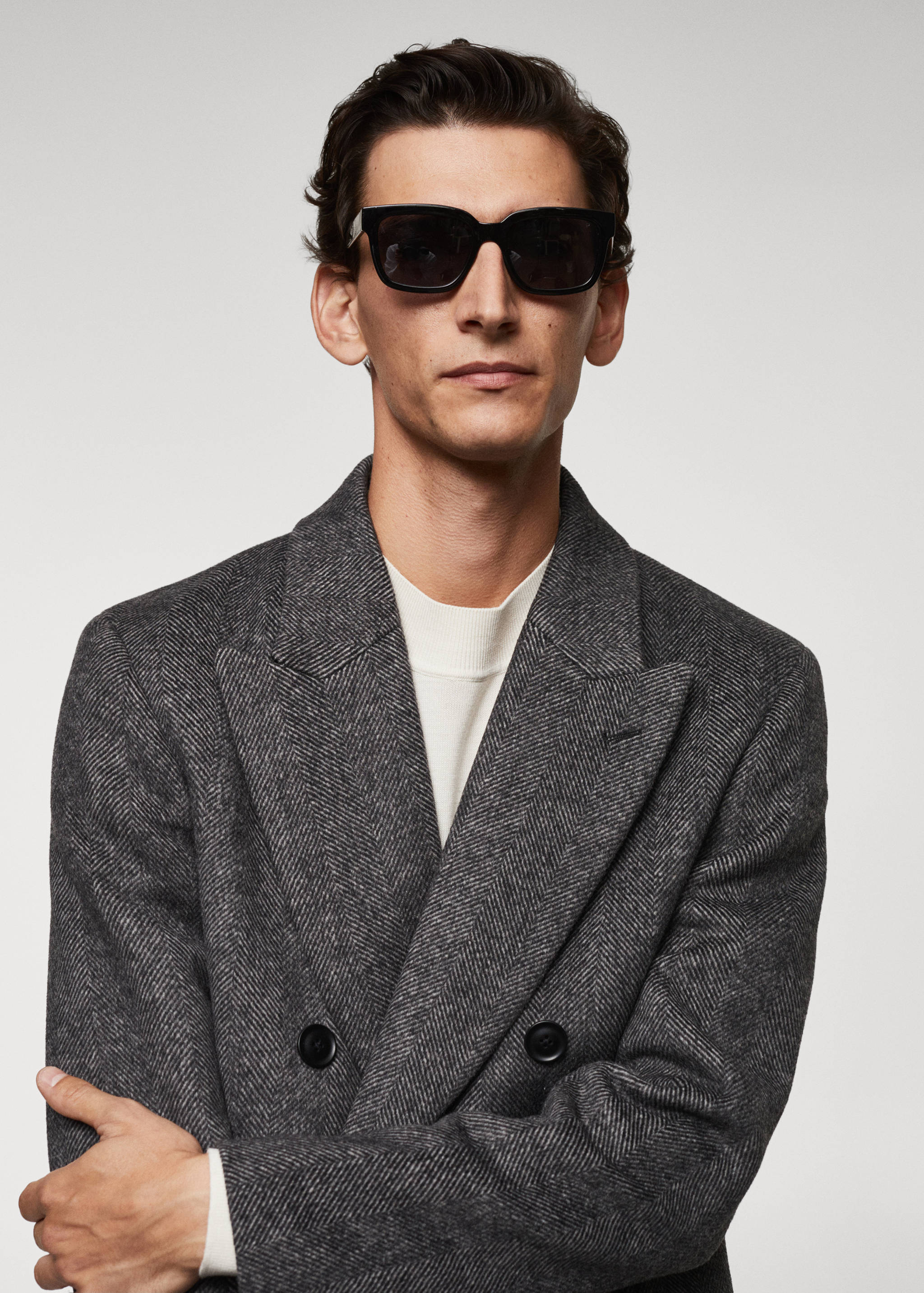 Recycled wool herringbone coat - Details of the article 1