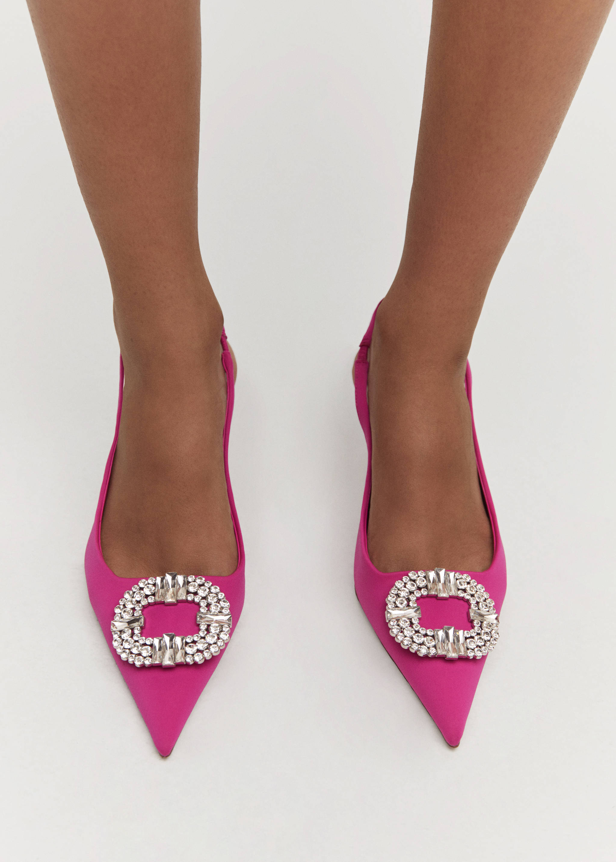 Pointed shoes with rhinestone detail - Details of the article 7, Fuchsia. Ref: 57040030-00.