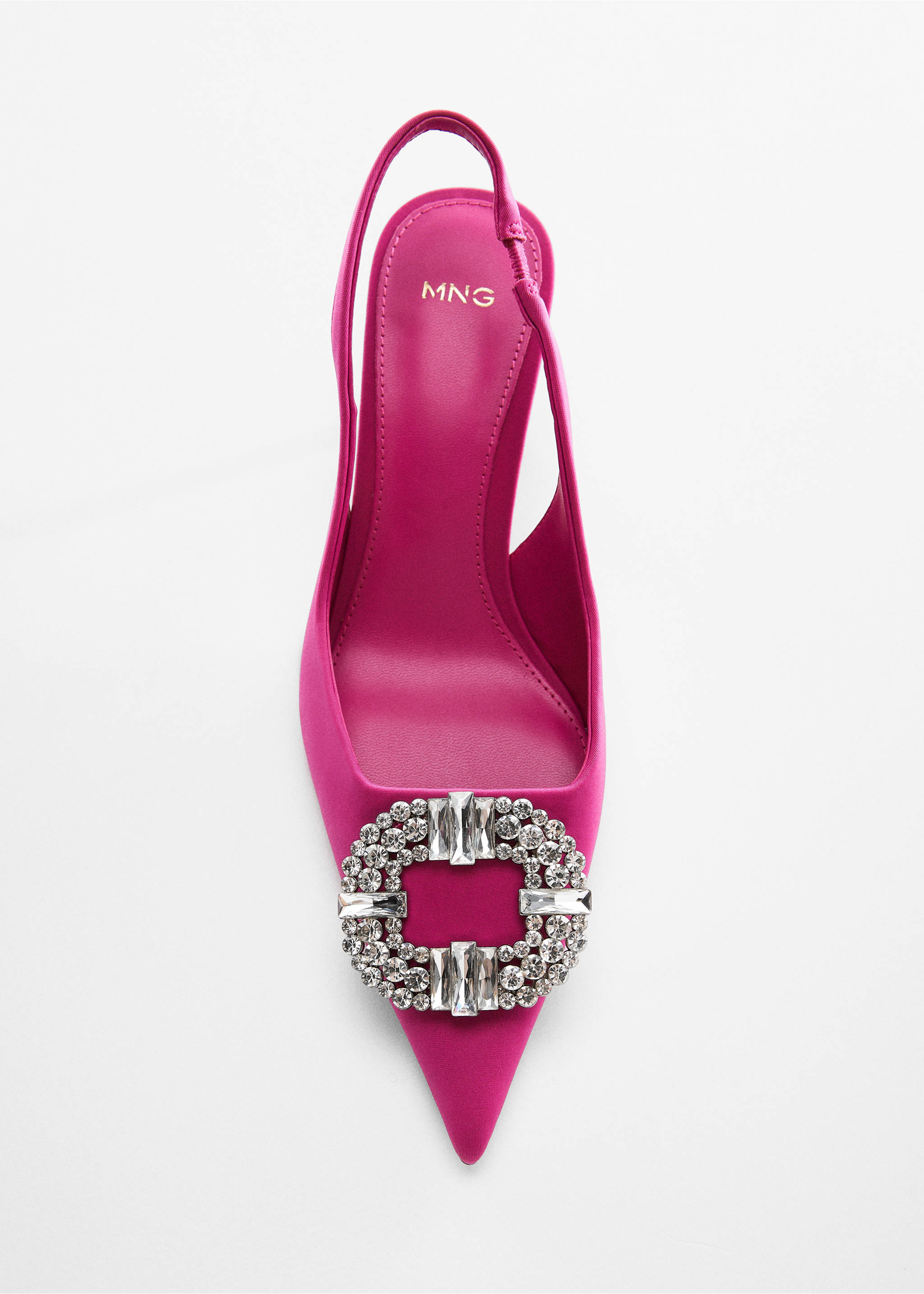 Pointed shoes with rhinestone detail - Details of the article 5, Fuchsia. Ref: 57040030-00.