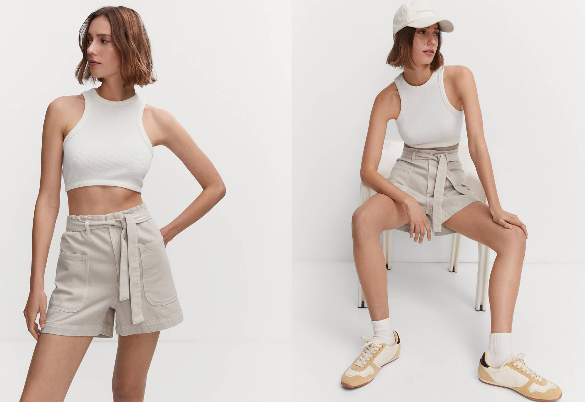 Paperbag shorts with belt - Panoramic plane