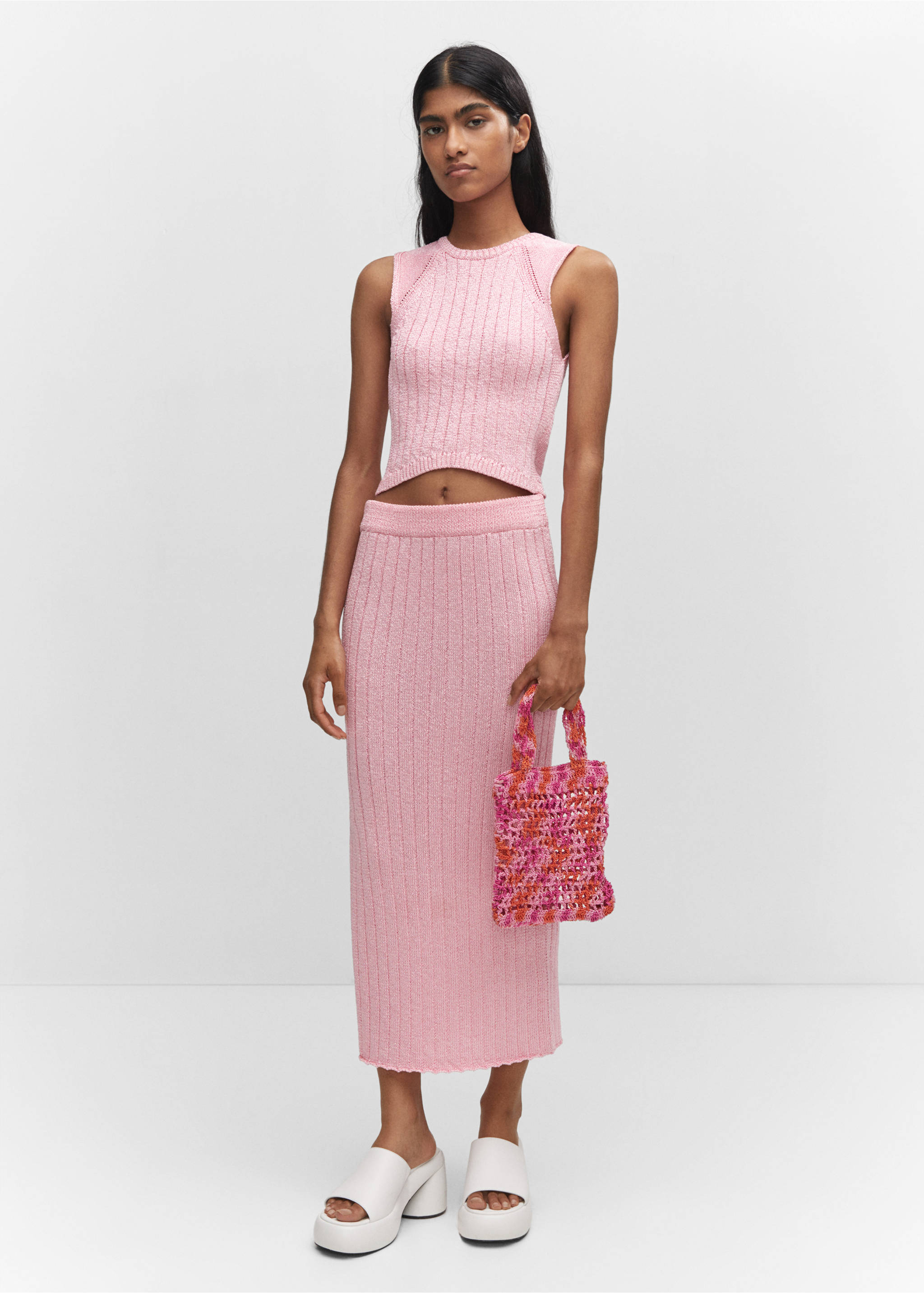 Braided net bag - General plane, Fuchsia. Ref: 57040074-00.